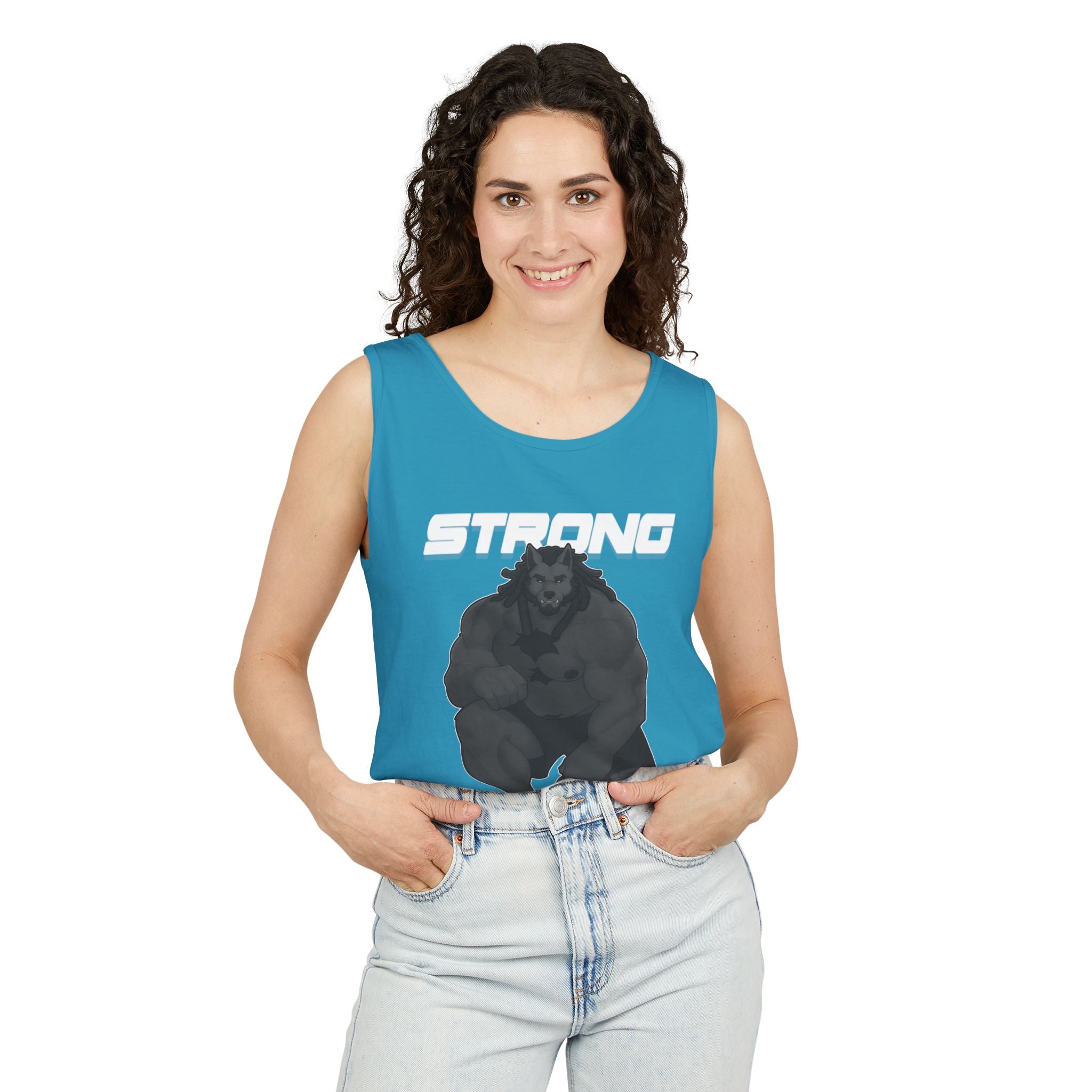 Strong Nerdy White Text Tank Top — Geek Strength Graphic Tank