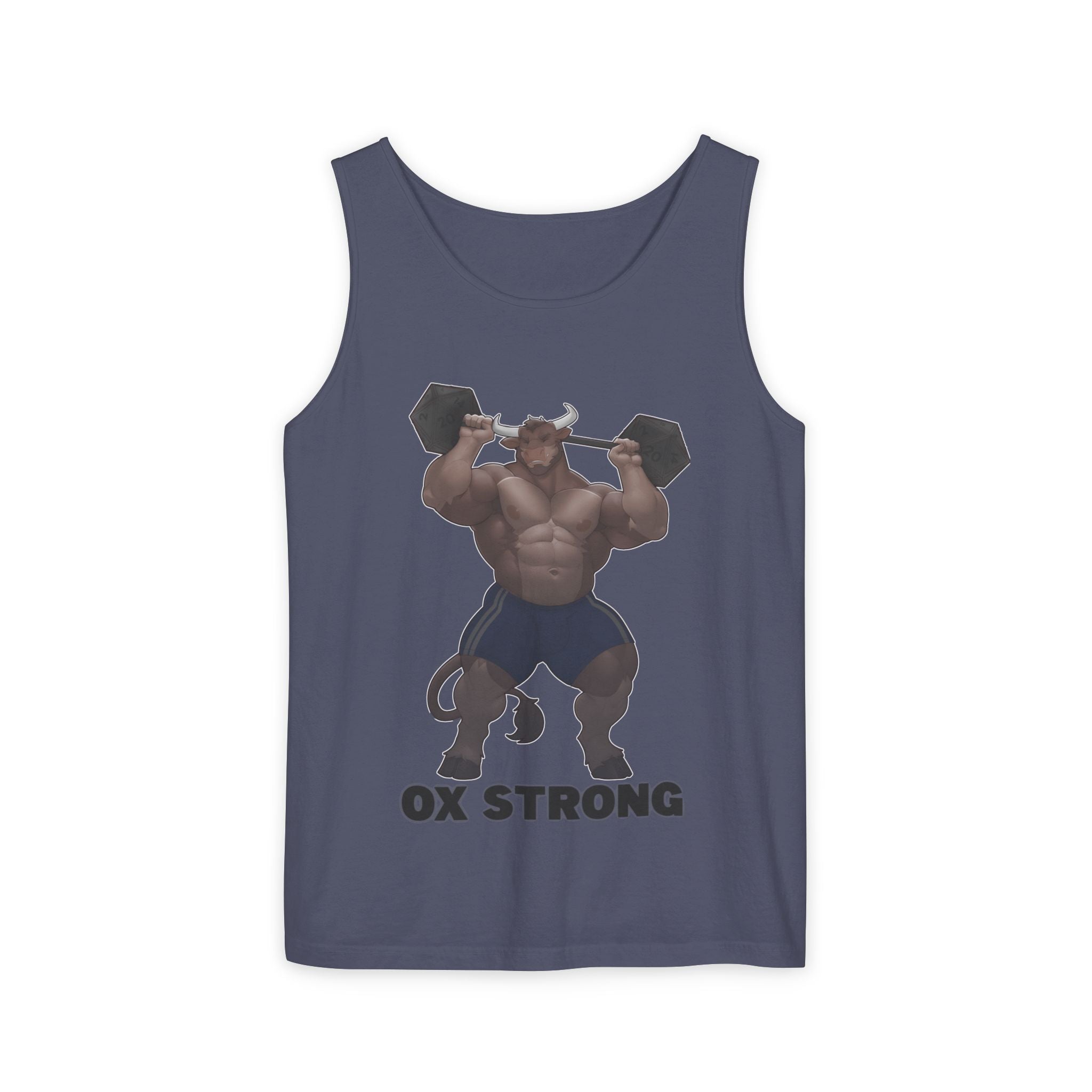 Ox Strong Black Text Tank Top — Geek Strength Graphic Tank