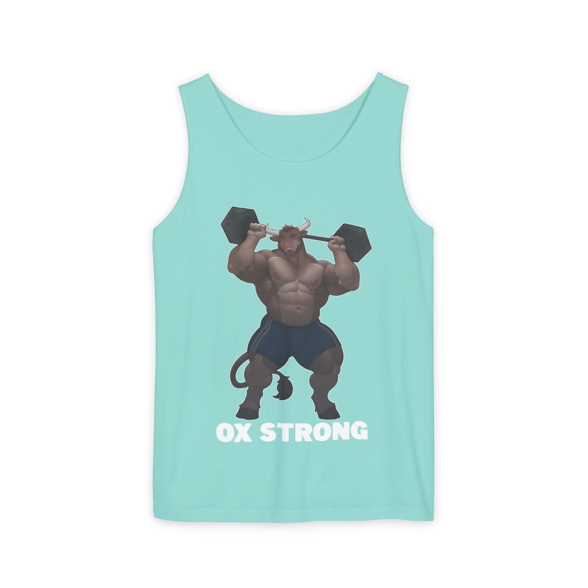 Ox Strong White Text Tank Top — Geek Strength Graphic Tank