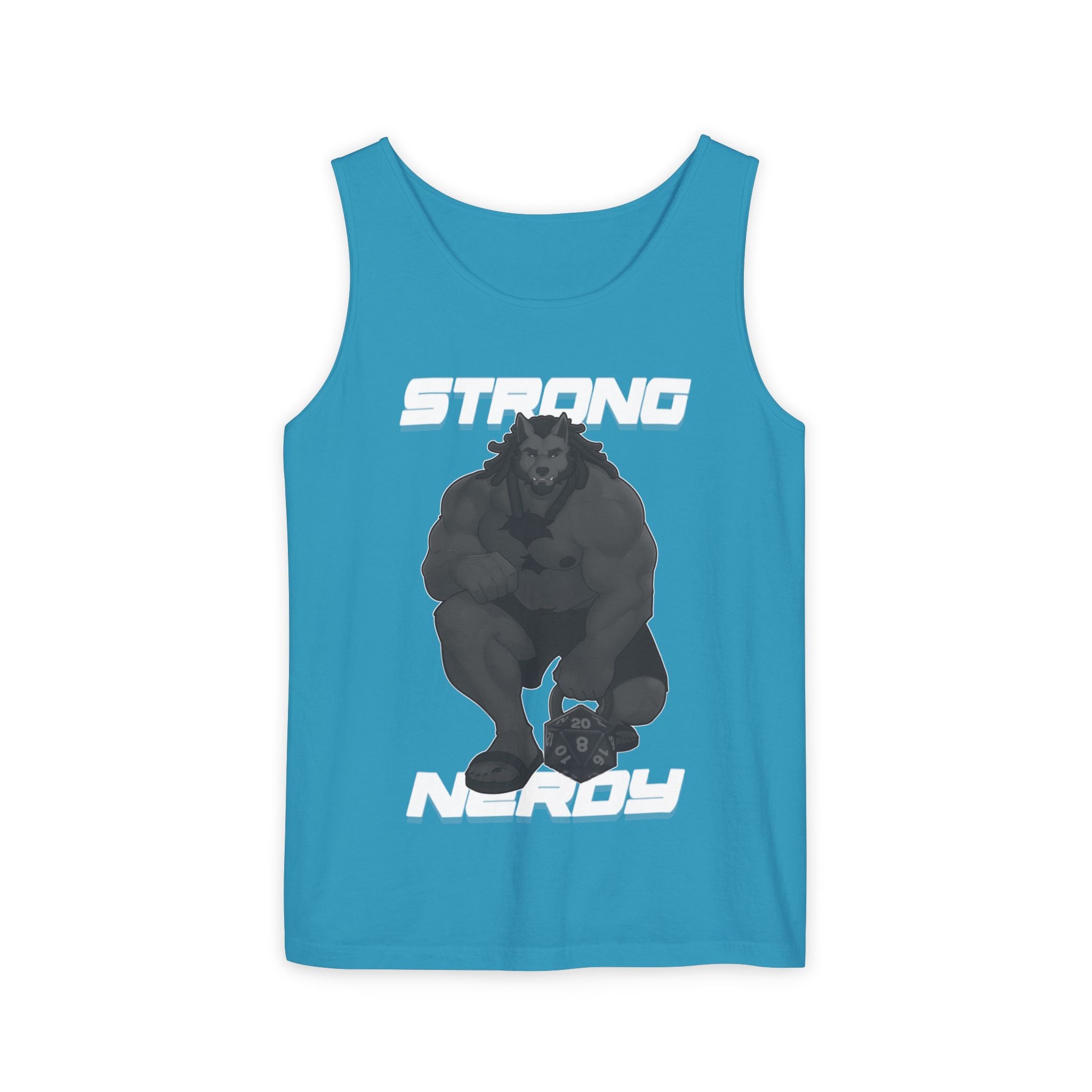 Strong Nerdy White Text Tank Top — Geek Strength Graphic Tank