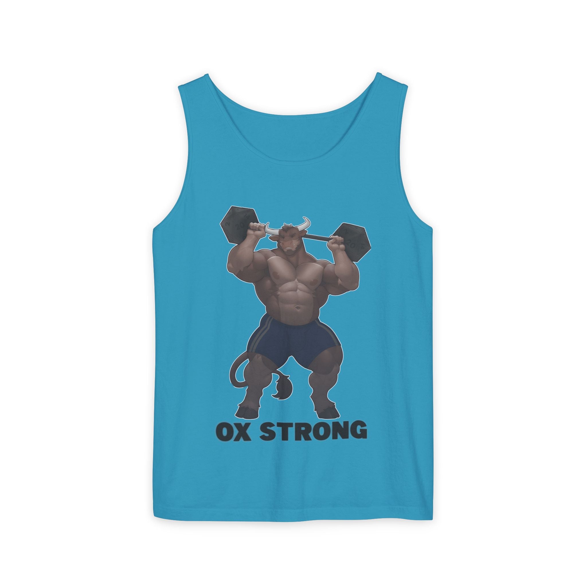 Ox Strong Black Text Tank Top — Geek Strength Graphic Tank