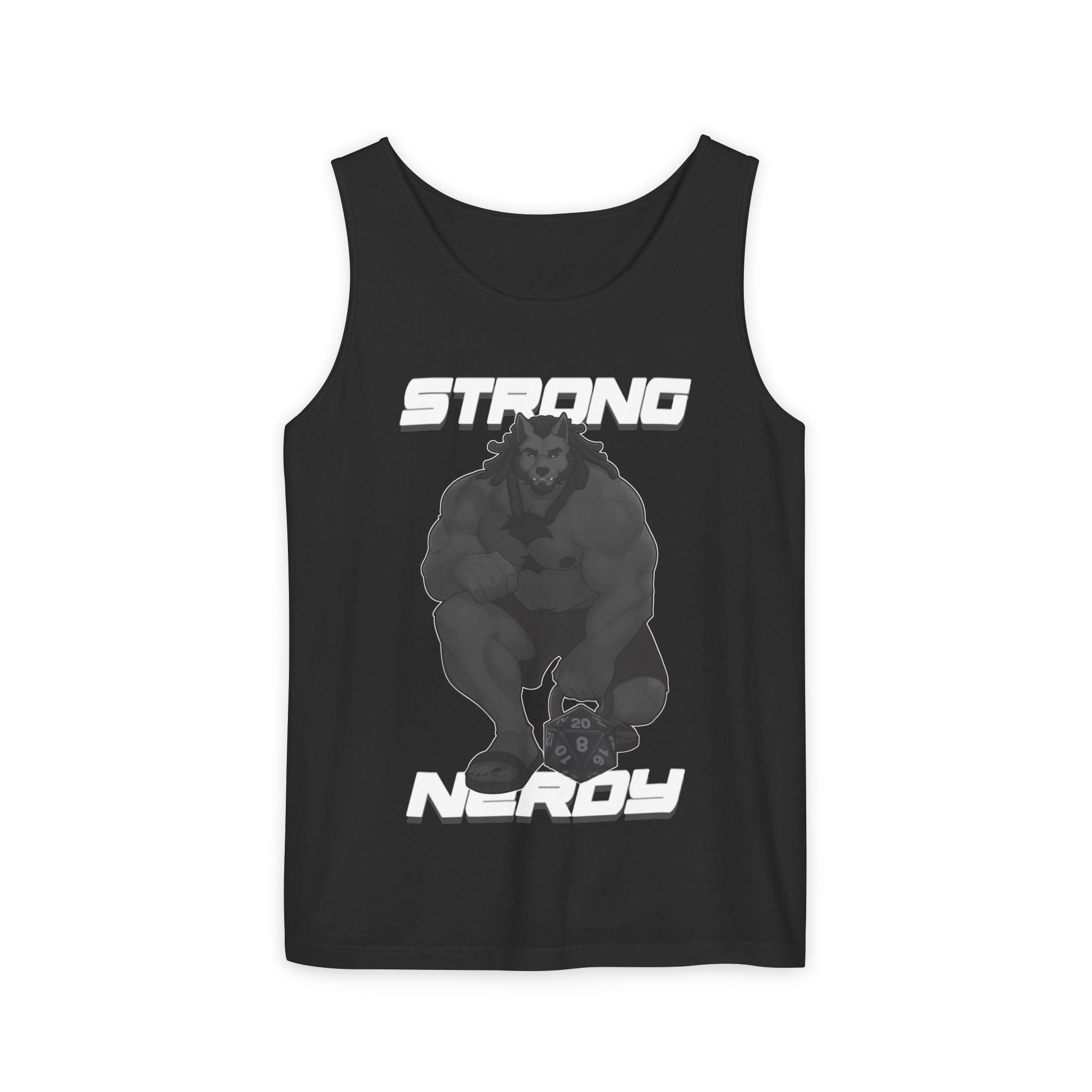Strong Nerdy White Text Tank Top — Geek Strength Graphic Tank