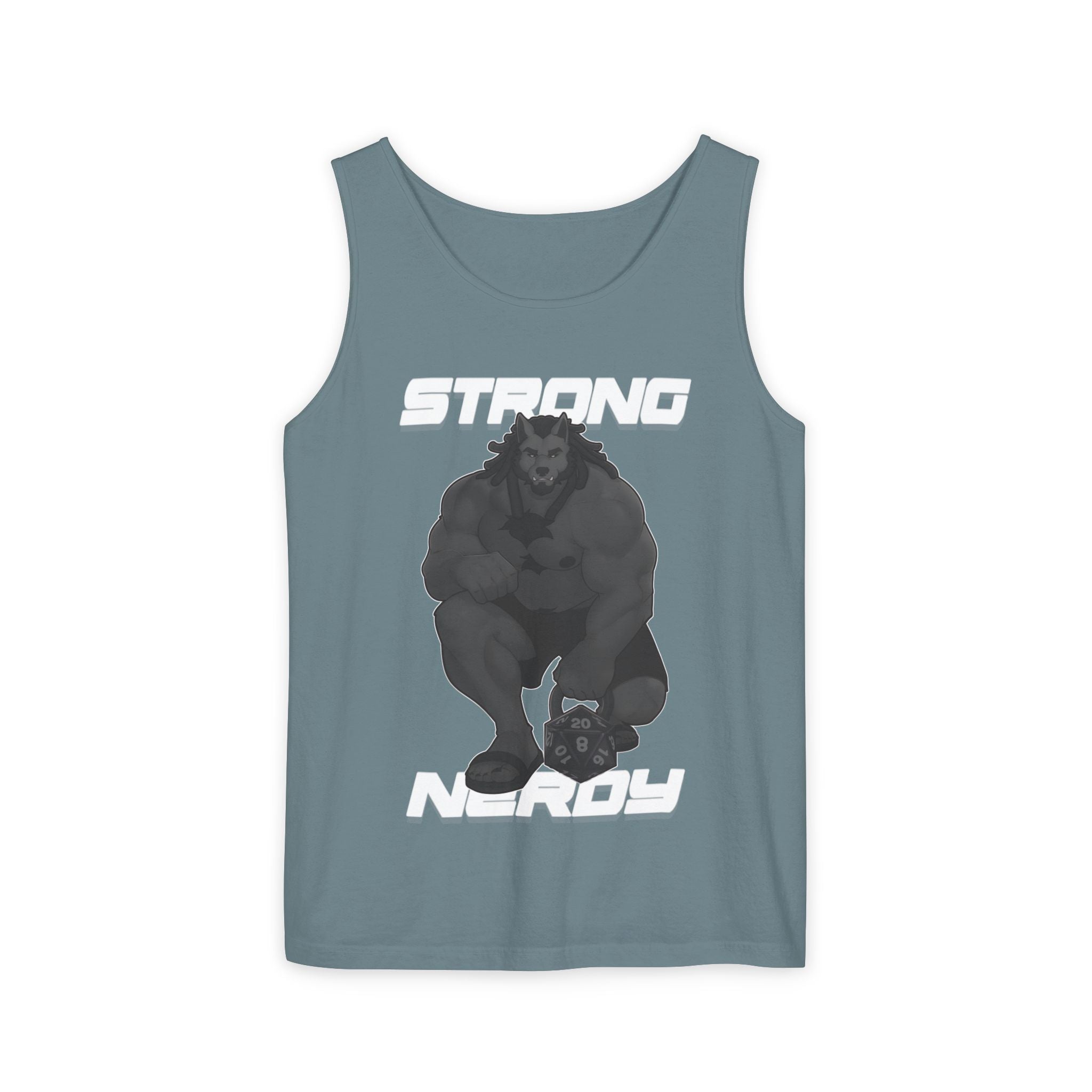 Strong Nerdy White Text Tank Top — Geek Strength Graphic Tank