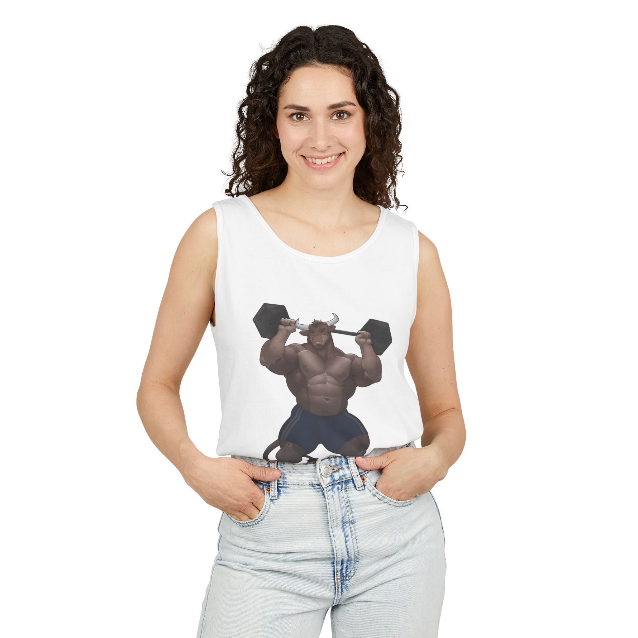 Ox Strong Black Text Tank Top — Geek Strength Graphic Tank