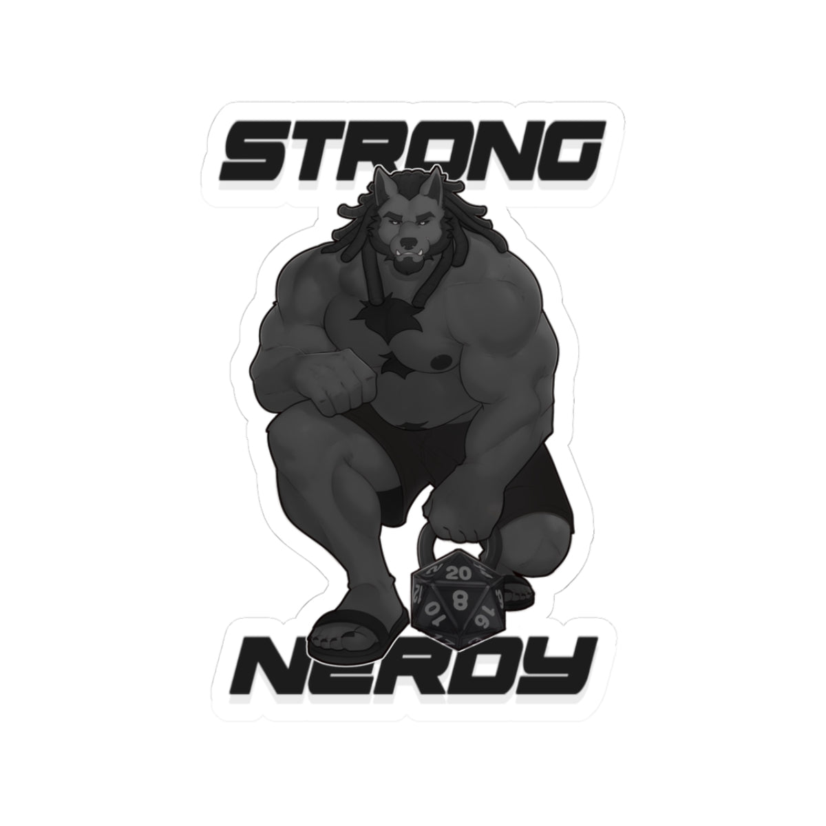 Strong & Nerdy — Muscular Wolf Fitness Kiss-Cut Decal