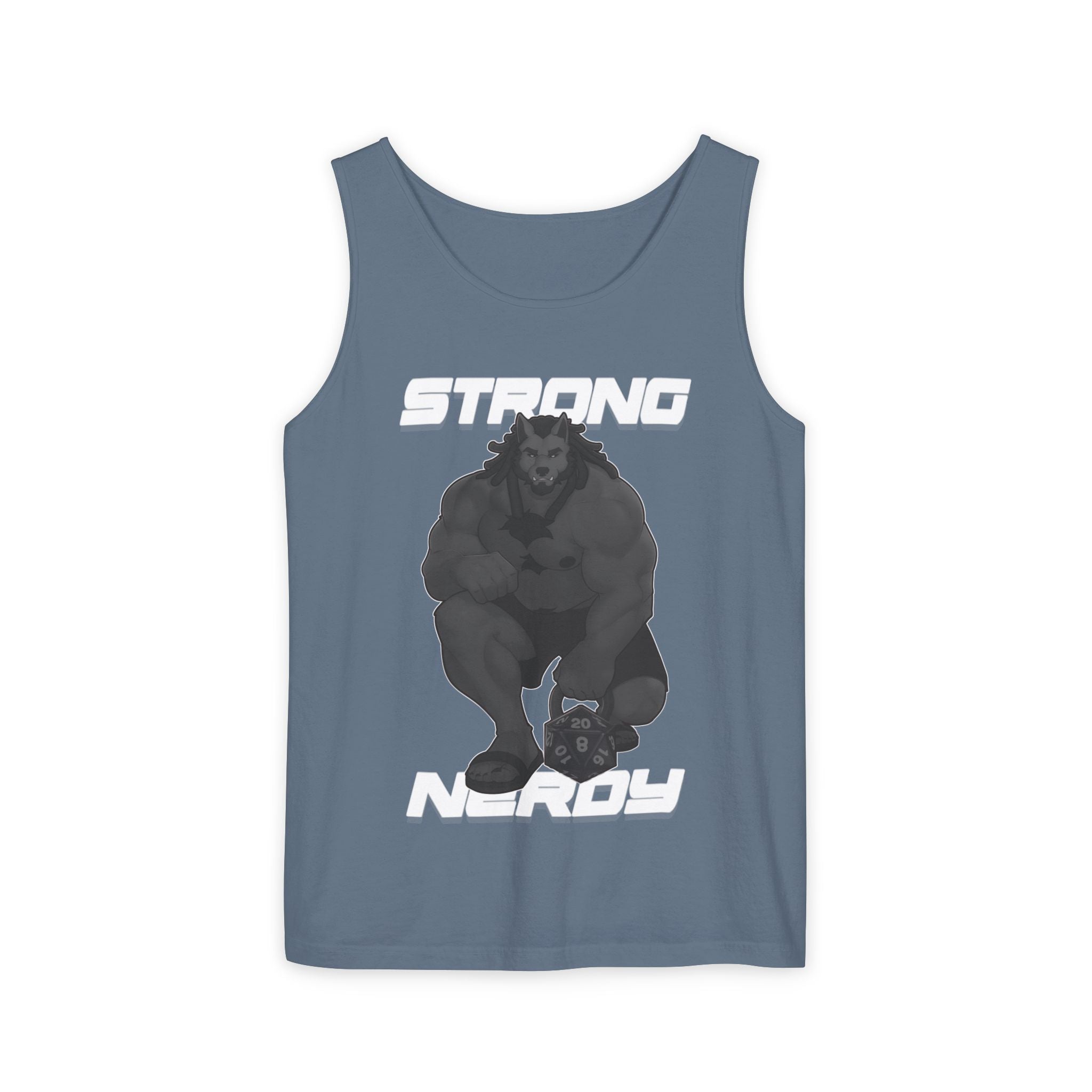 Strong Nerdy White Text Tank Top — Geek Strength Graphic Tank