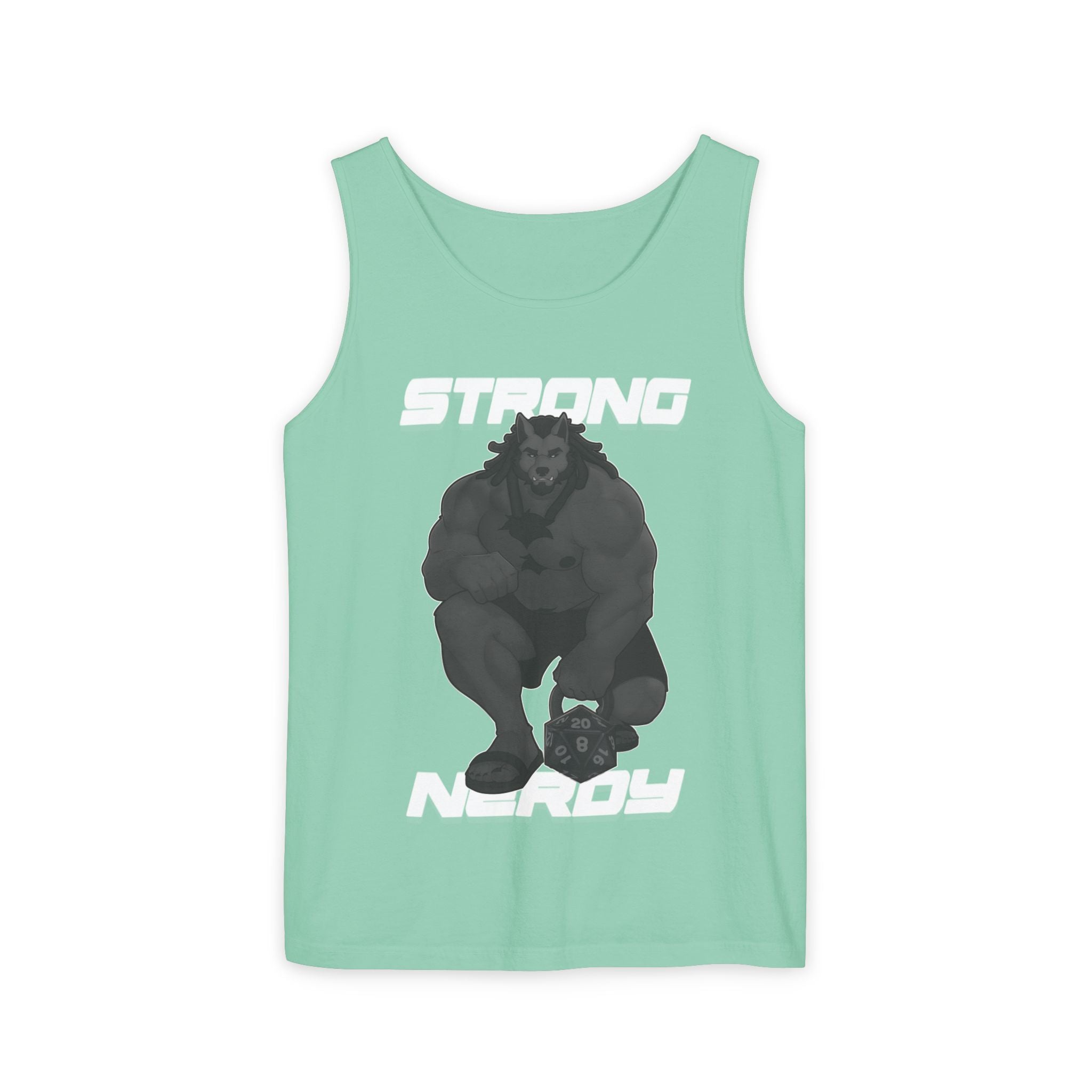 Strong Nerdy White Text Tank Top — Geek Strength Graphic Tank