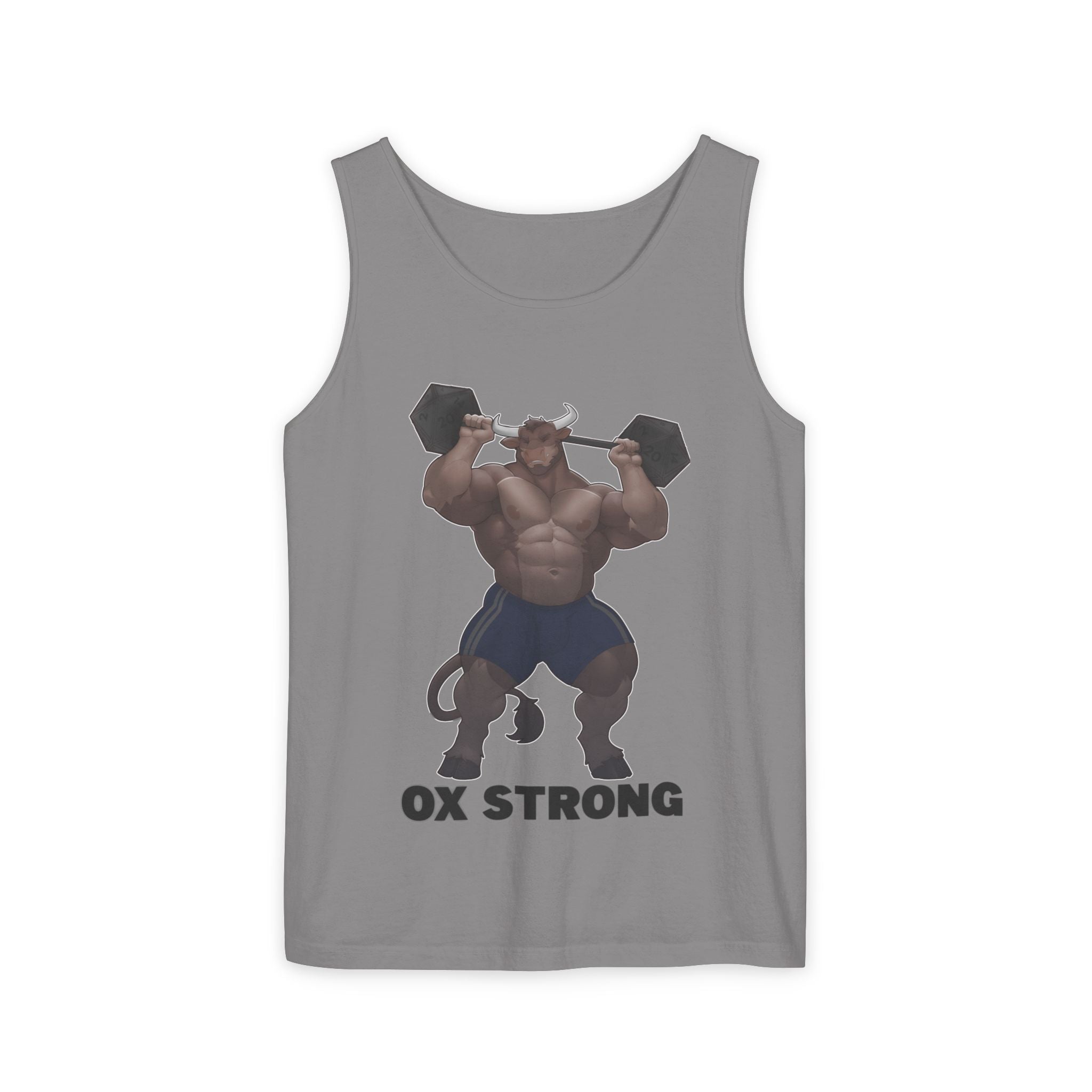 Ox Strong Black Text Tank Top — Geek Strength Graphic Tank