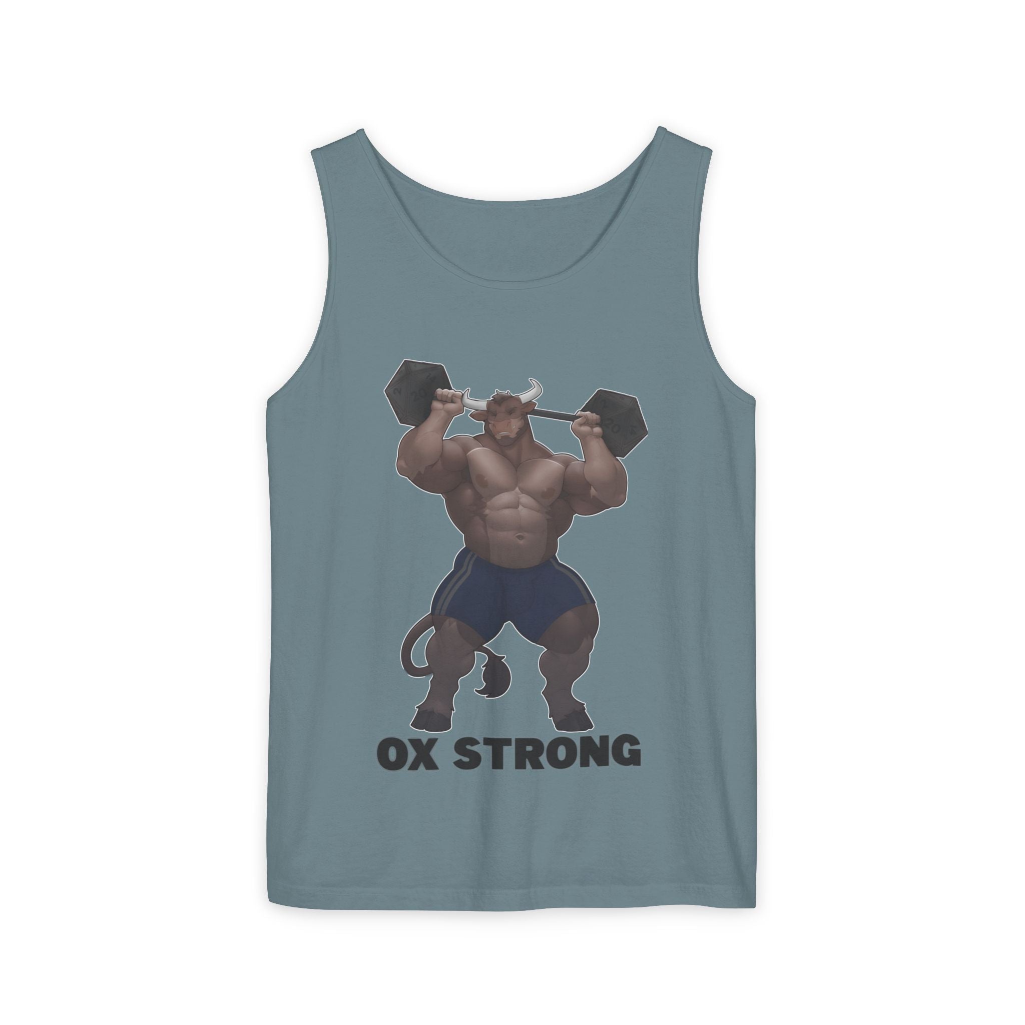 Ox Strong Black Text Tank Top — Geek Strength Graphic Tank