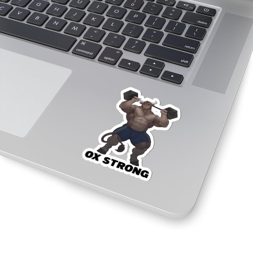 Ox Strong Weightlifter Sticker — Muscular Minotaur Fitness Kiss-Cut Decal