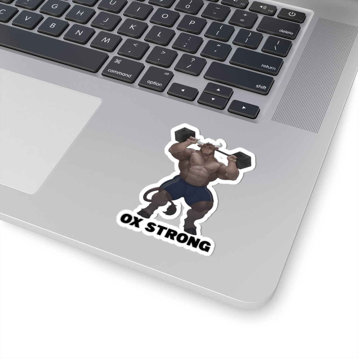 Ox Strong Weightlifter Sticker — Muscular Minotaur Fitness Kiss-Cut Decal