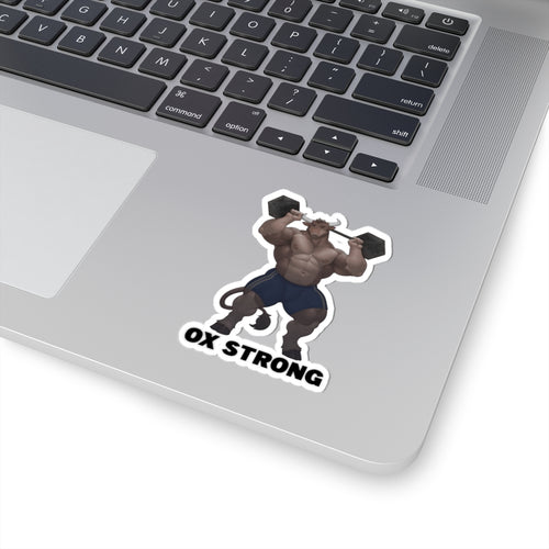 Ox Strong Weightlifter Sticker — Muscular Minotaur Fitness Kiss-Cut Decal