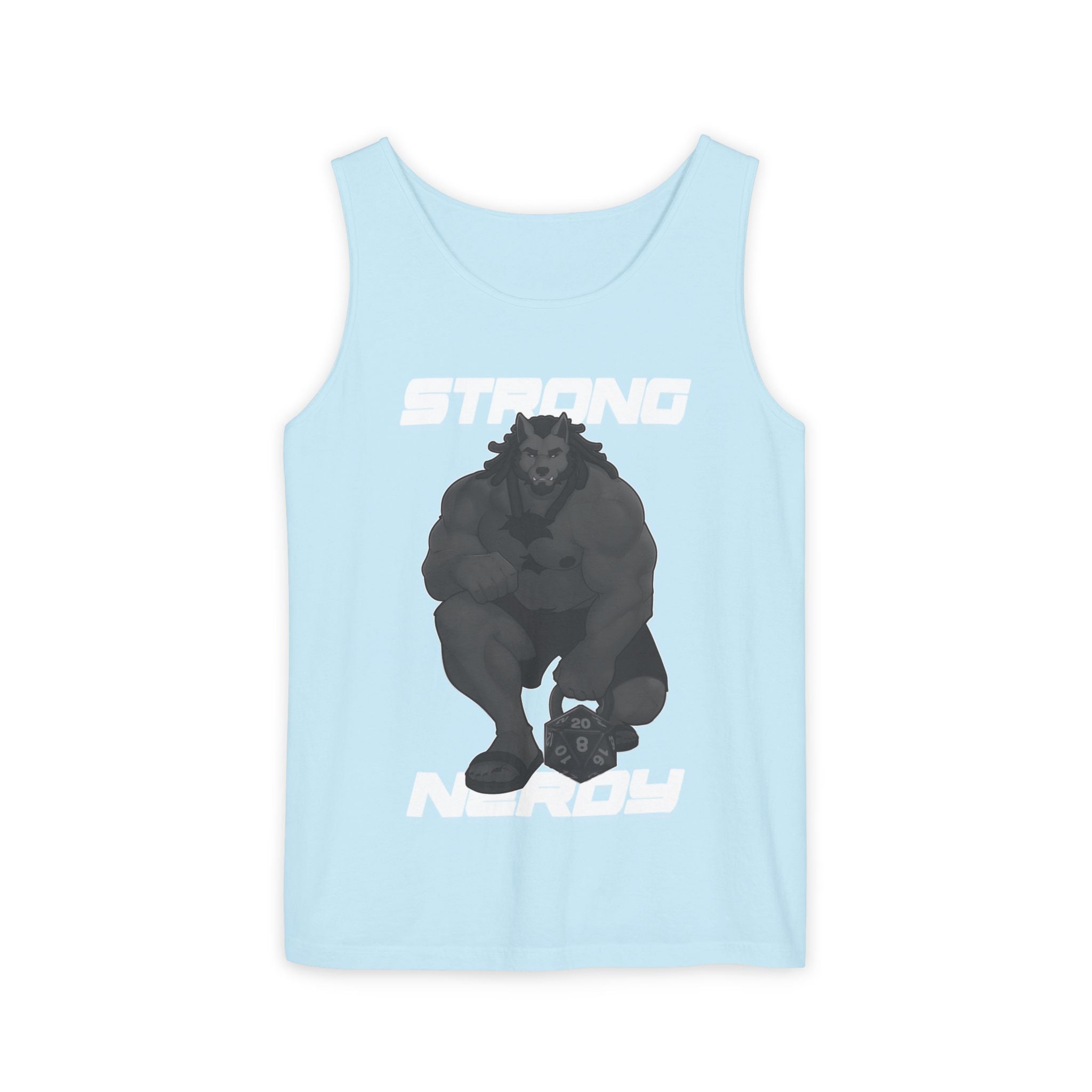 Strong Nerdy White Text Tank Top — Geek Strength Graphic Tank