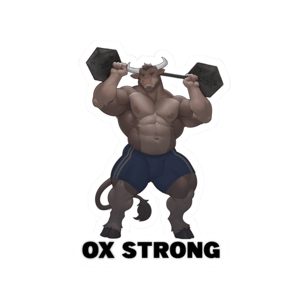 Ox Strong Weightlifter Sticker — Muscular Minotaur Fitness Kiss-Cut Decal