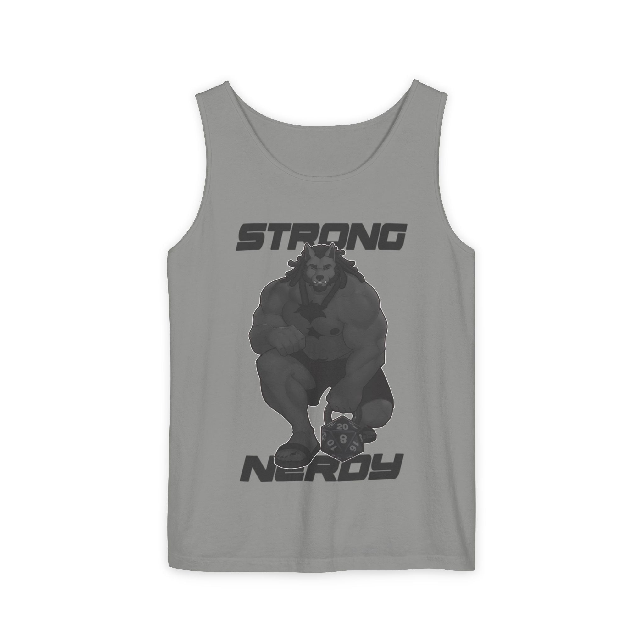 Strong & Nerdy Black Text Tank Top — Geek Strength Graphic Tank