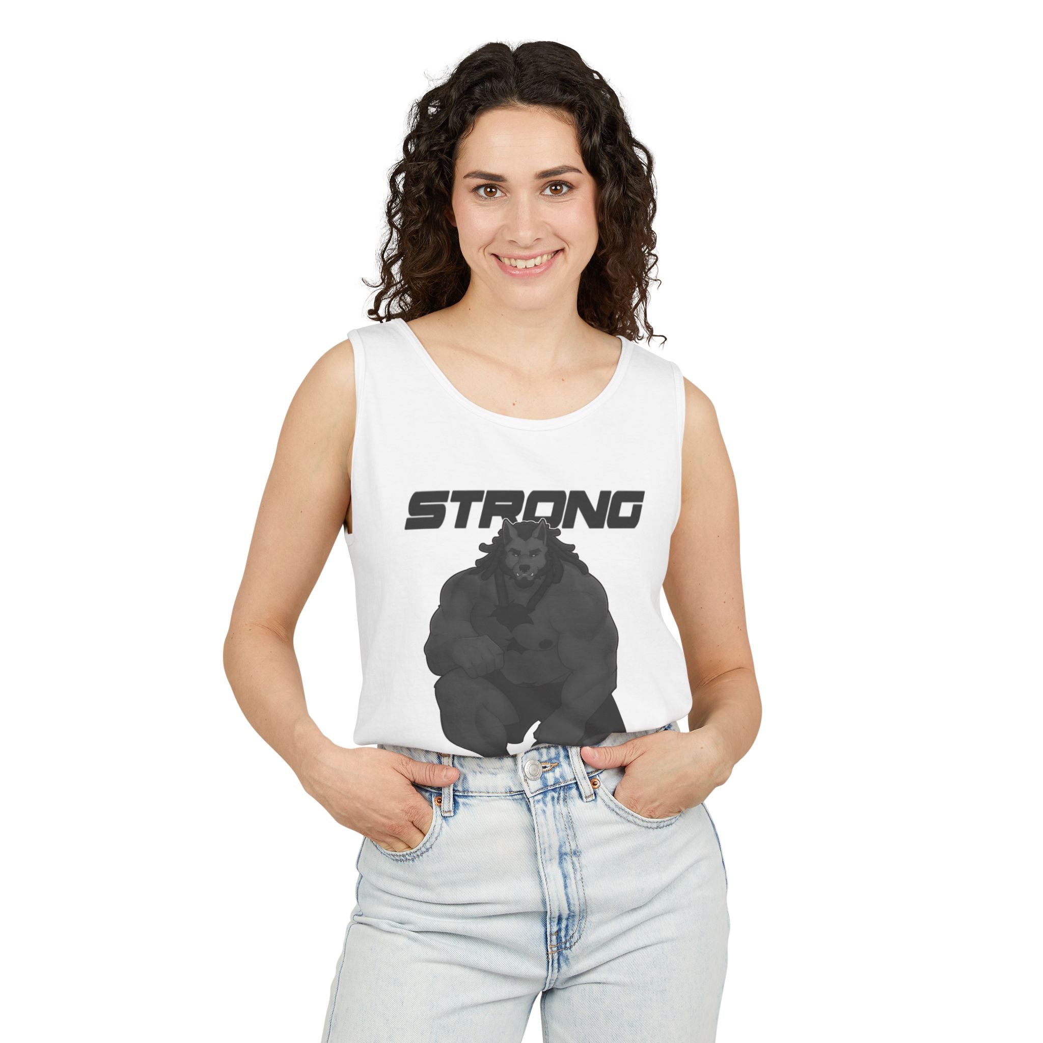 Strong & Nerdy Black Text Tank Top — Geek Strength Graphic Tank