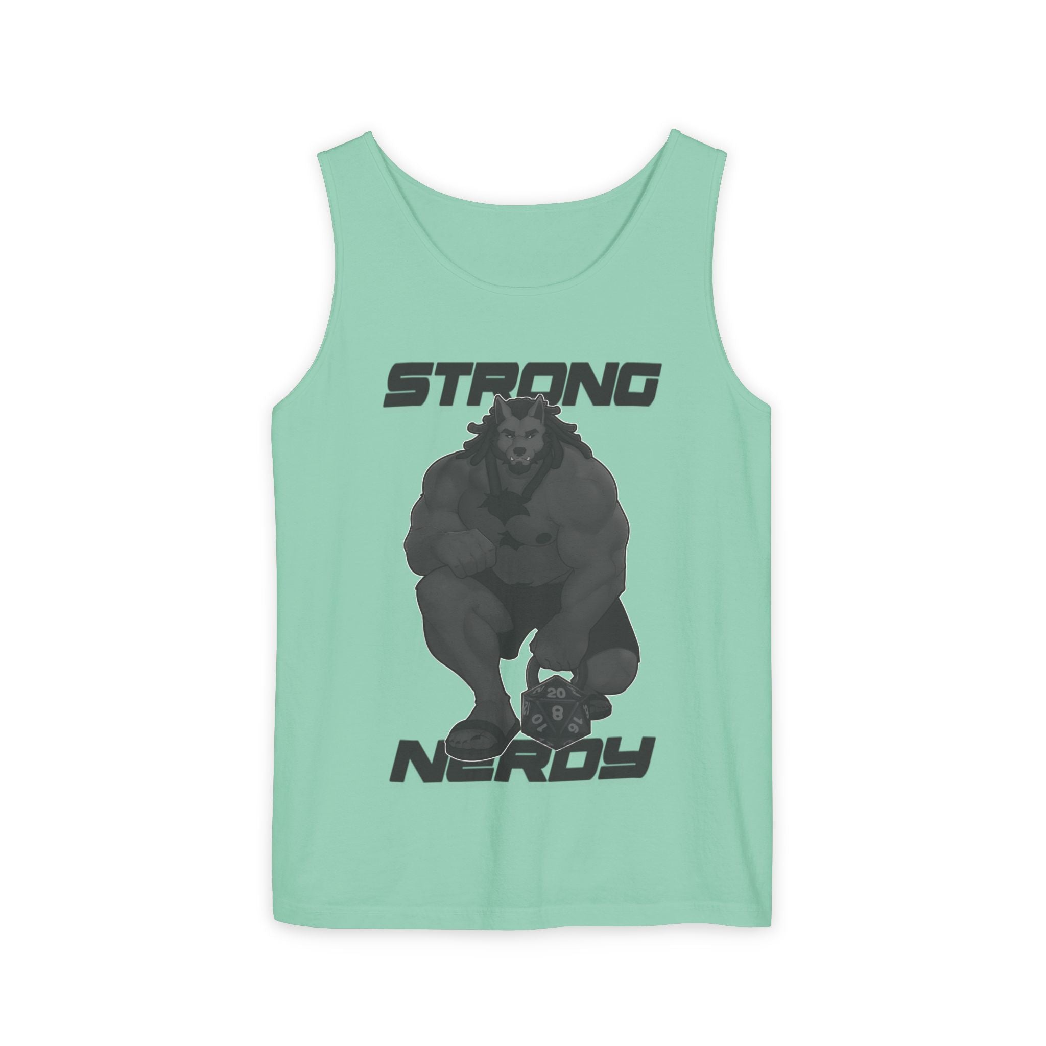 Strong & Nerdy Black Text Tank Top — Geek Strength Graphic Tank