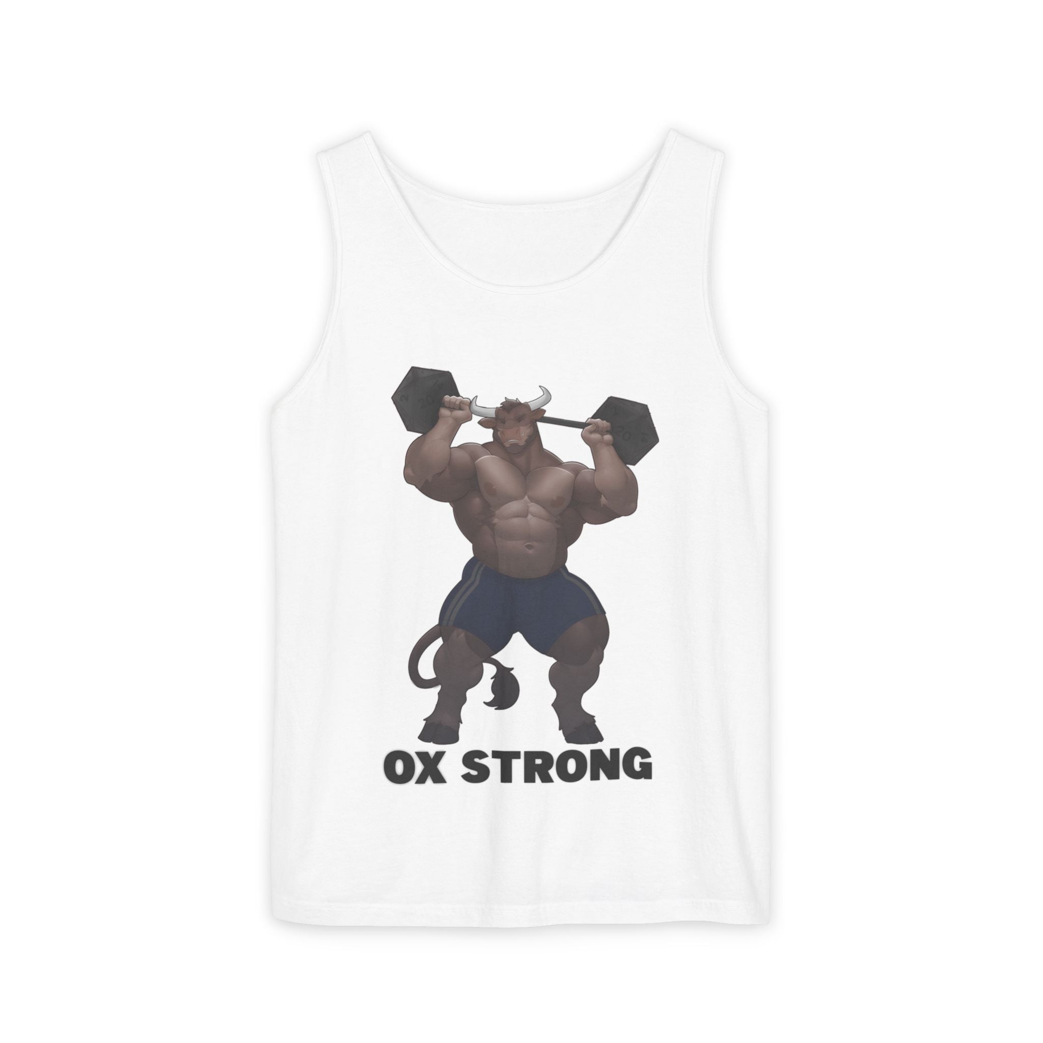 Ox Strong Black Text Tank Top — Geek Strength Graphic Tank