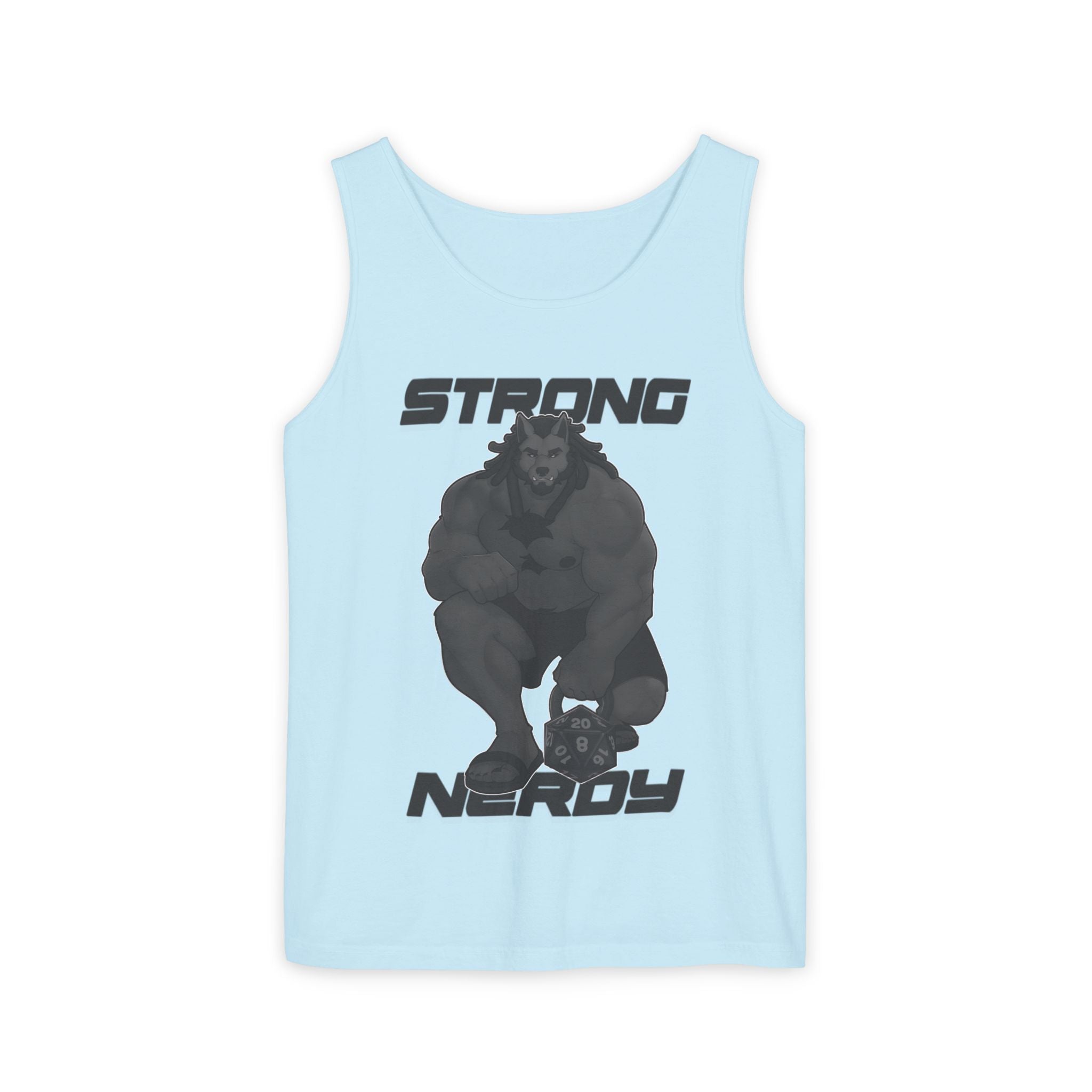 Strong & Nerdy Black Text Tank Top — Geek Strength Graphic Tank