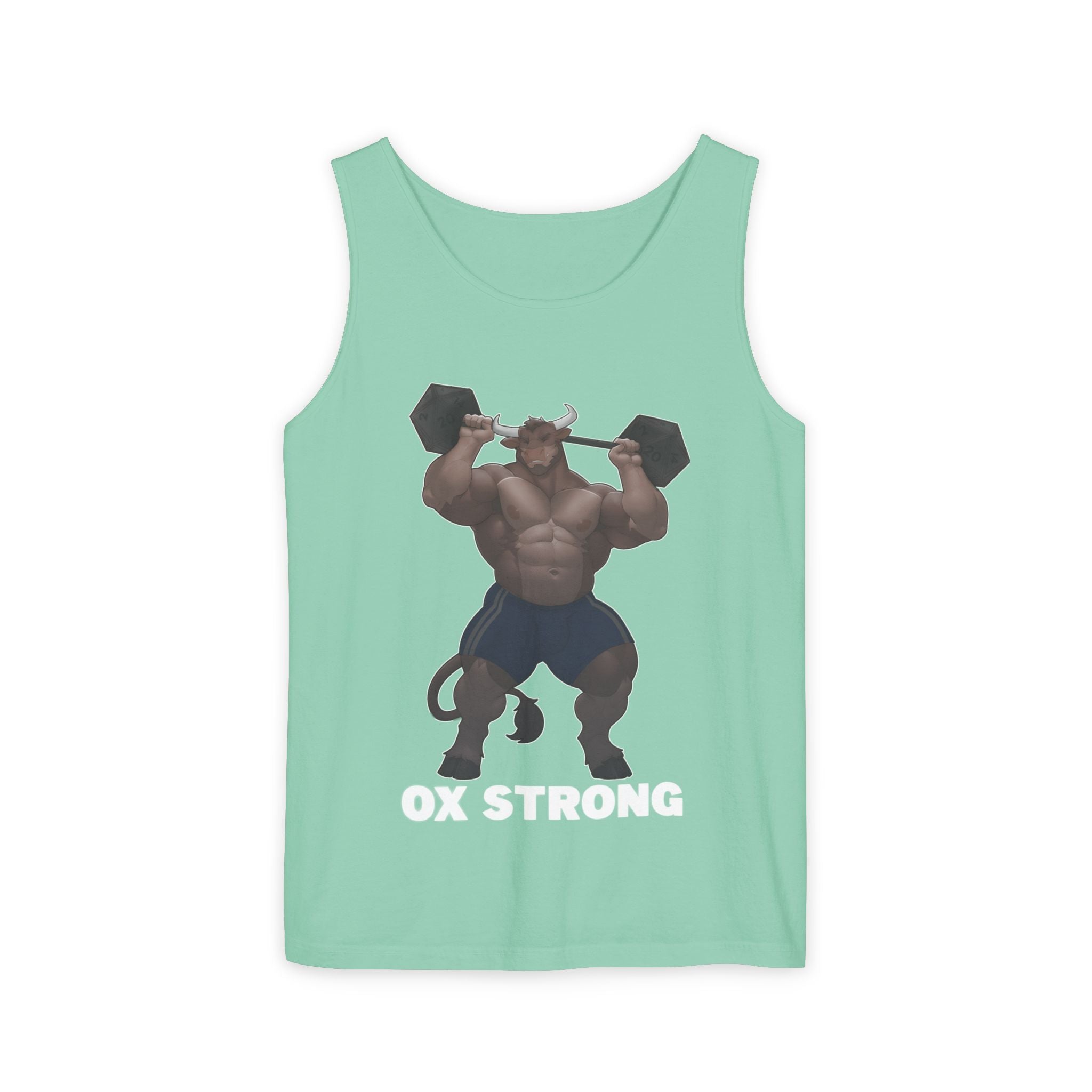 Ox Strong White Text Tank Top — Geek Strength Graphic Tank