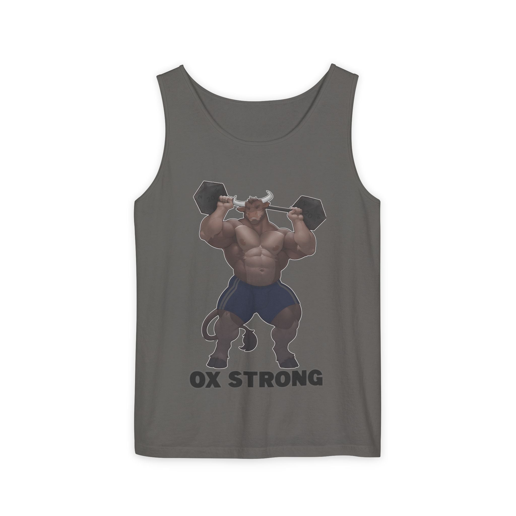 Ox Strong Black Text Tank Top — Geek Strength Graphic Tank