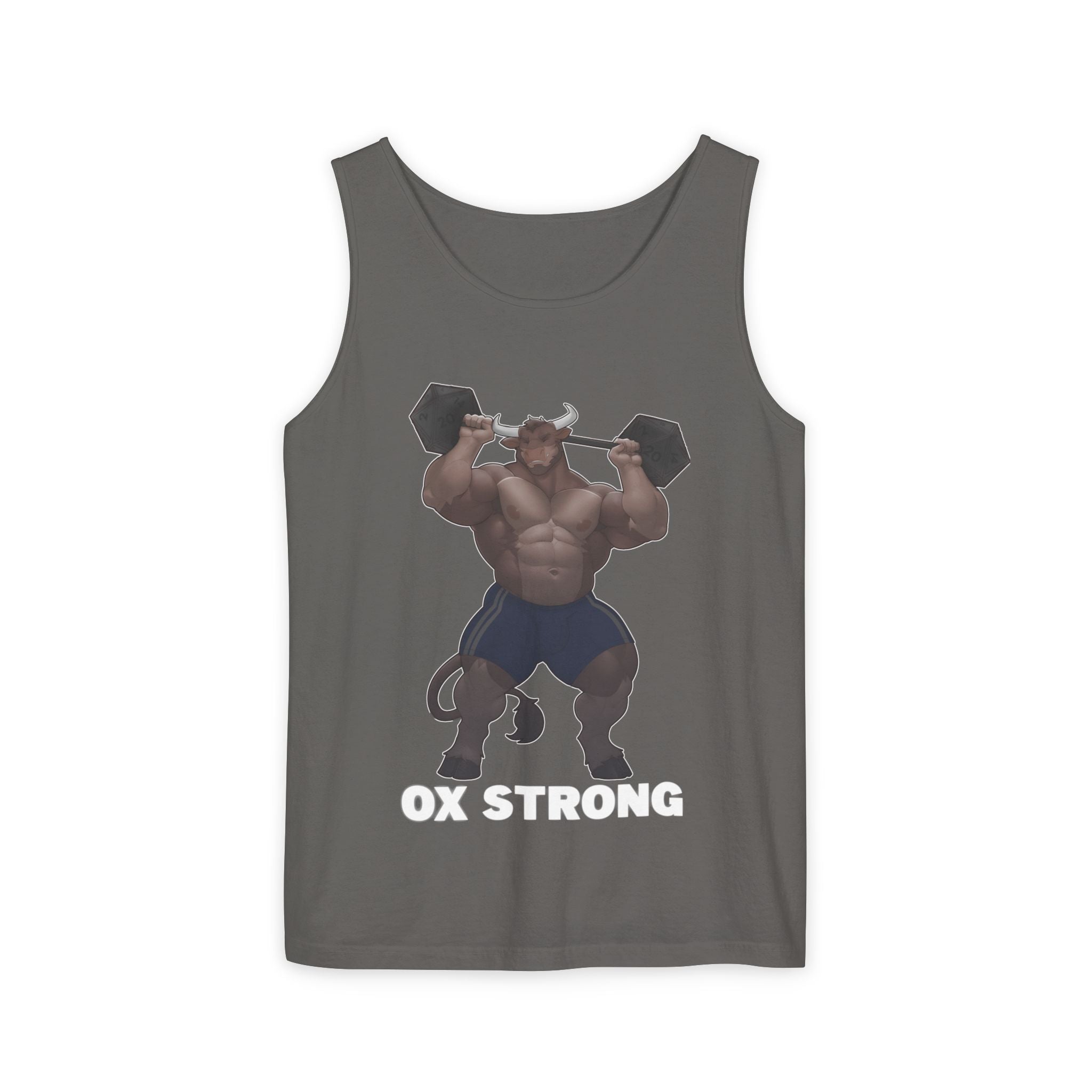 Ox Strong White Text Tank Top — Geek Strength Graphic Tank