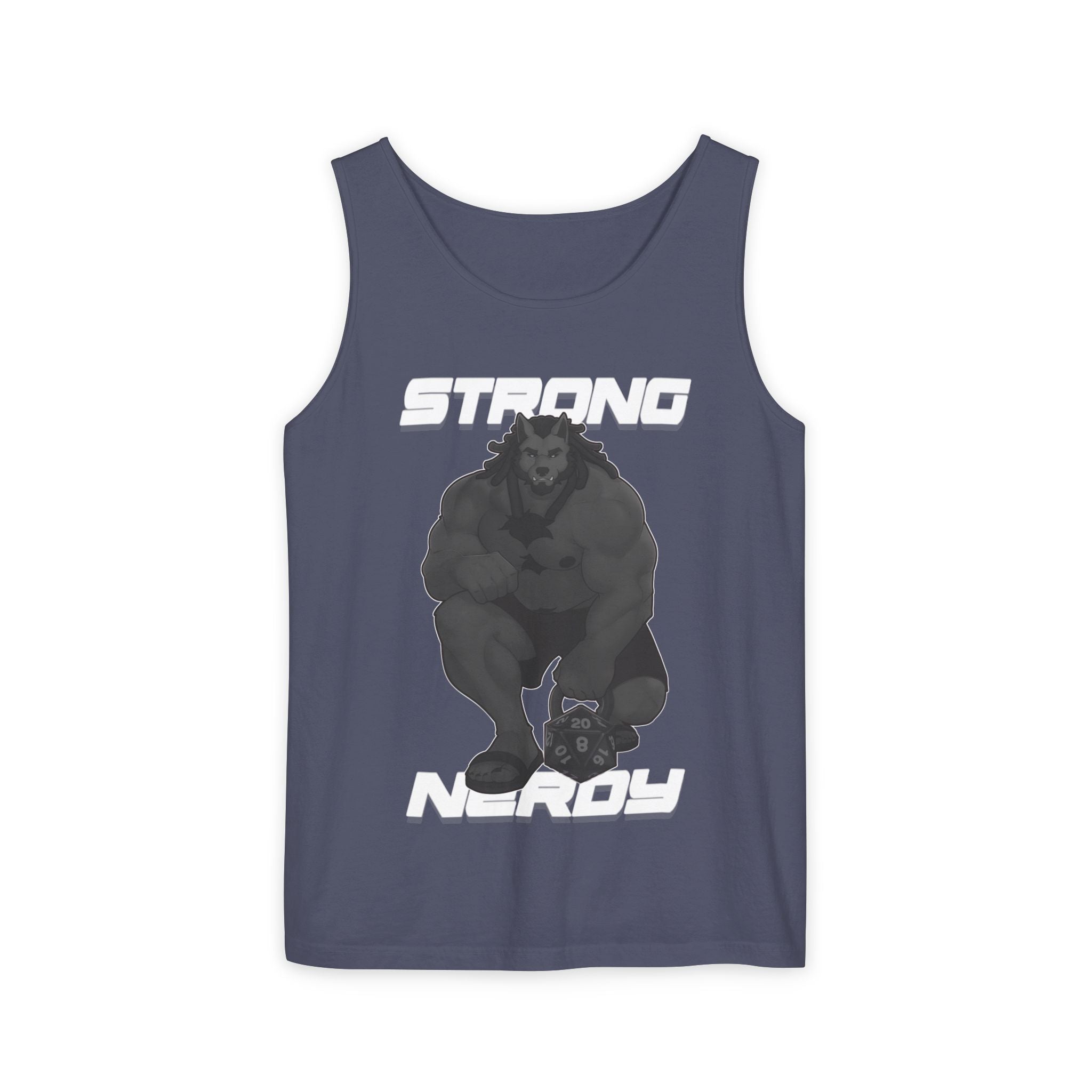 Strong Nerdy White Text Tank Top — Geek Strength Graphic Tank