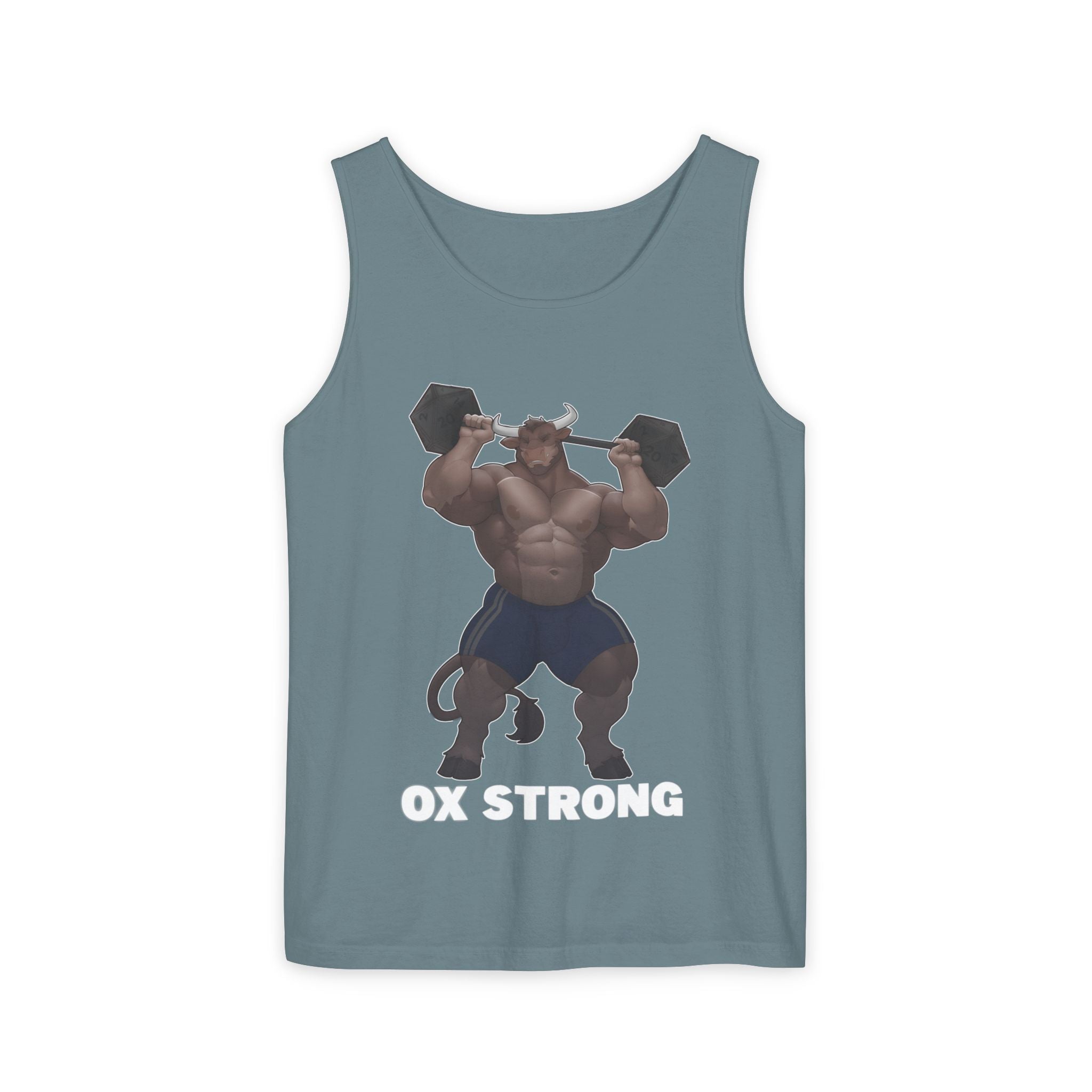 Ox Strong White Text Tank Top — Geek Strength Graphic Tank