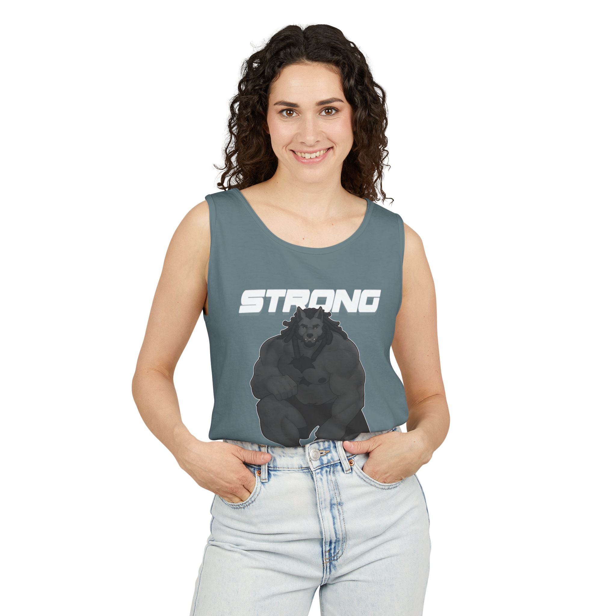 Strong Nerdy White Text Tank Top — Geek Strength Graphic Tank