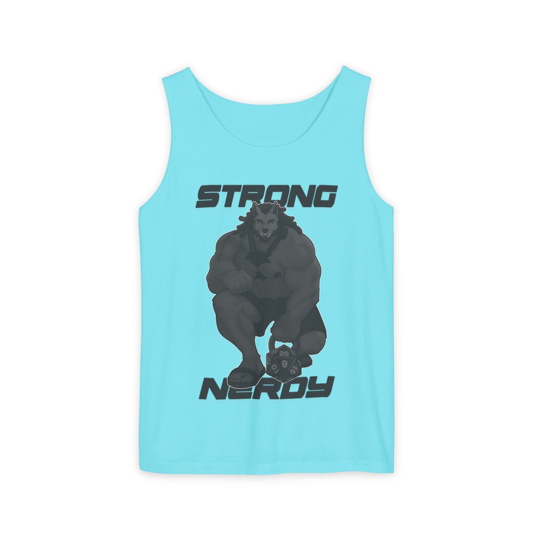 Strong & Nerdy Black Text Tank Top — Geek Strength Graphic Tank