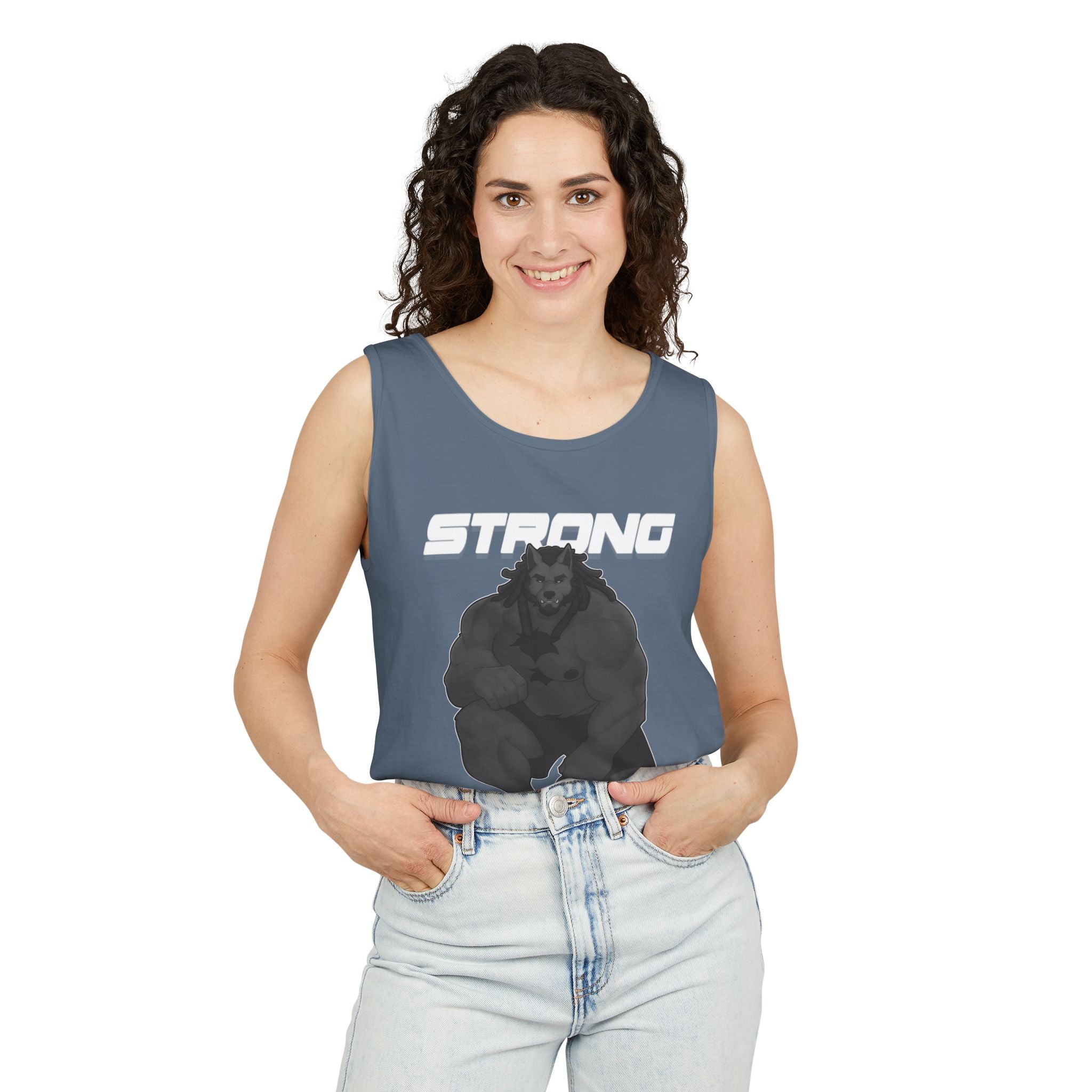 Strong Nerdy White Text Tank Top — Geek Strength Graphic Tank