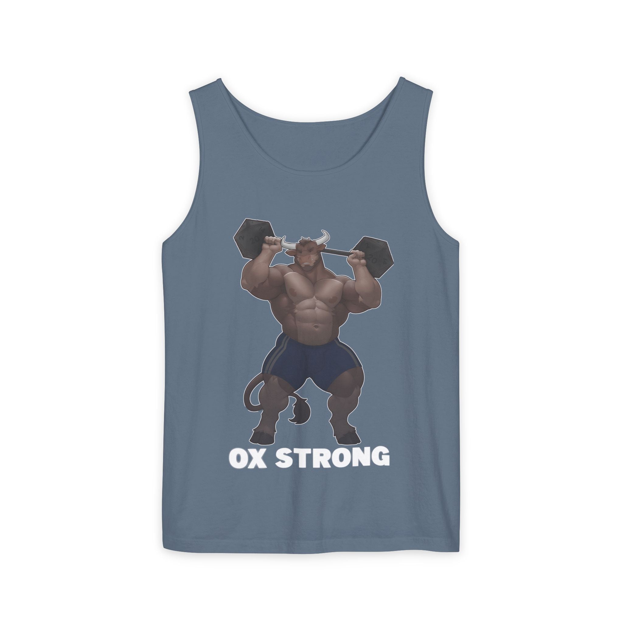 Ox Strong White Text Tank Top — Geek Strength Graphic Tank