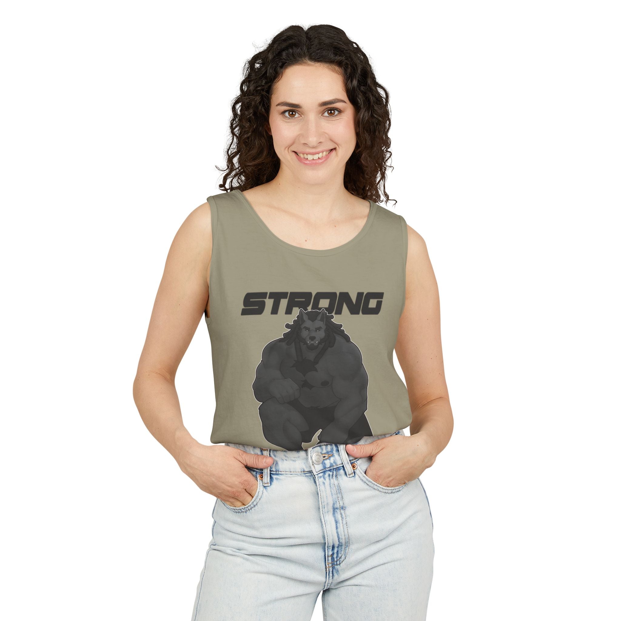 Strong & Nerdy Black Text Tank Top — Geek Strength Graphic Tank