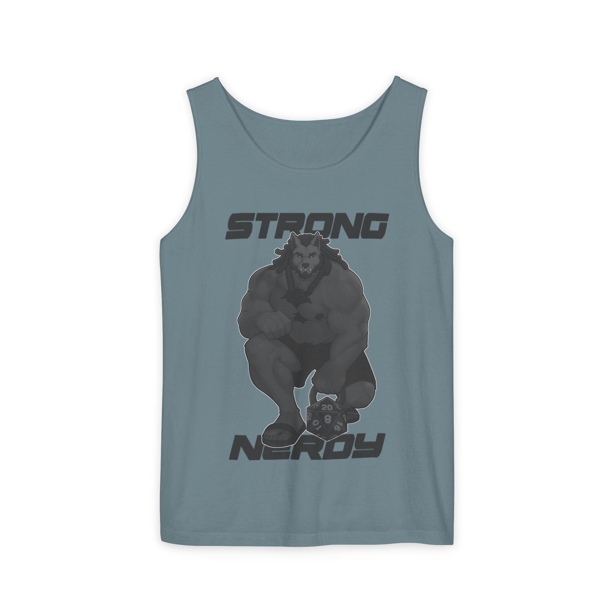 Strong & Nerdy Black Text Tank Top — Geek Strength Graphic Tank
