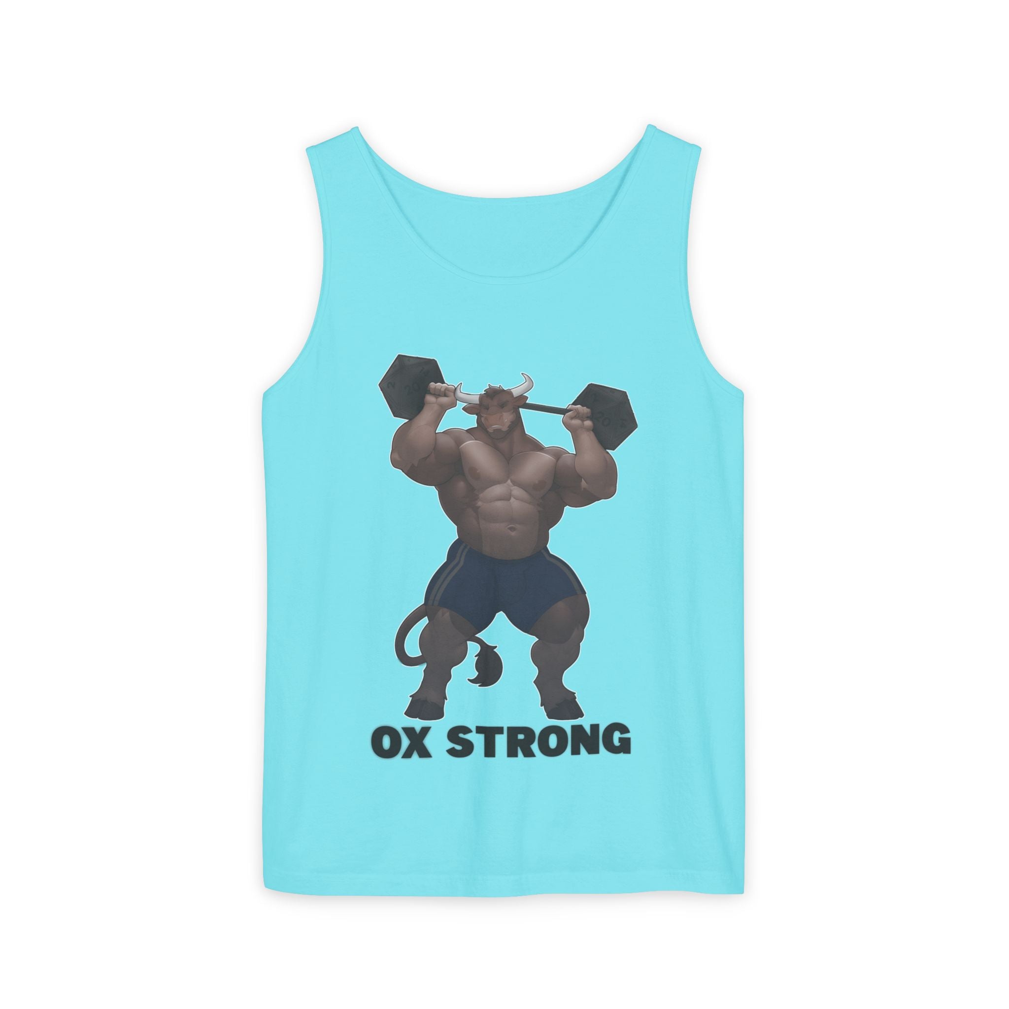 Ox Strong Black Text Tank Top — Geek Strength Graphic Tank