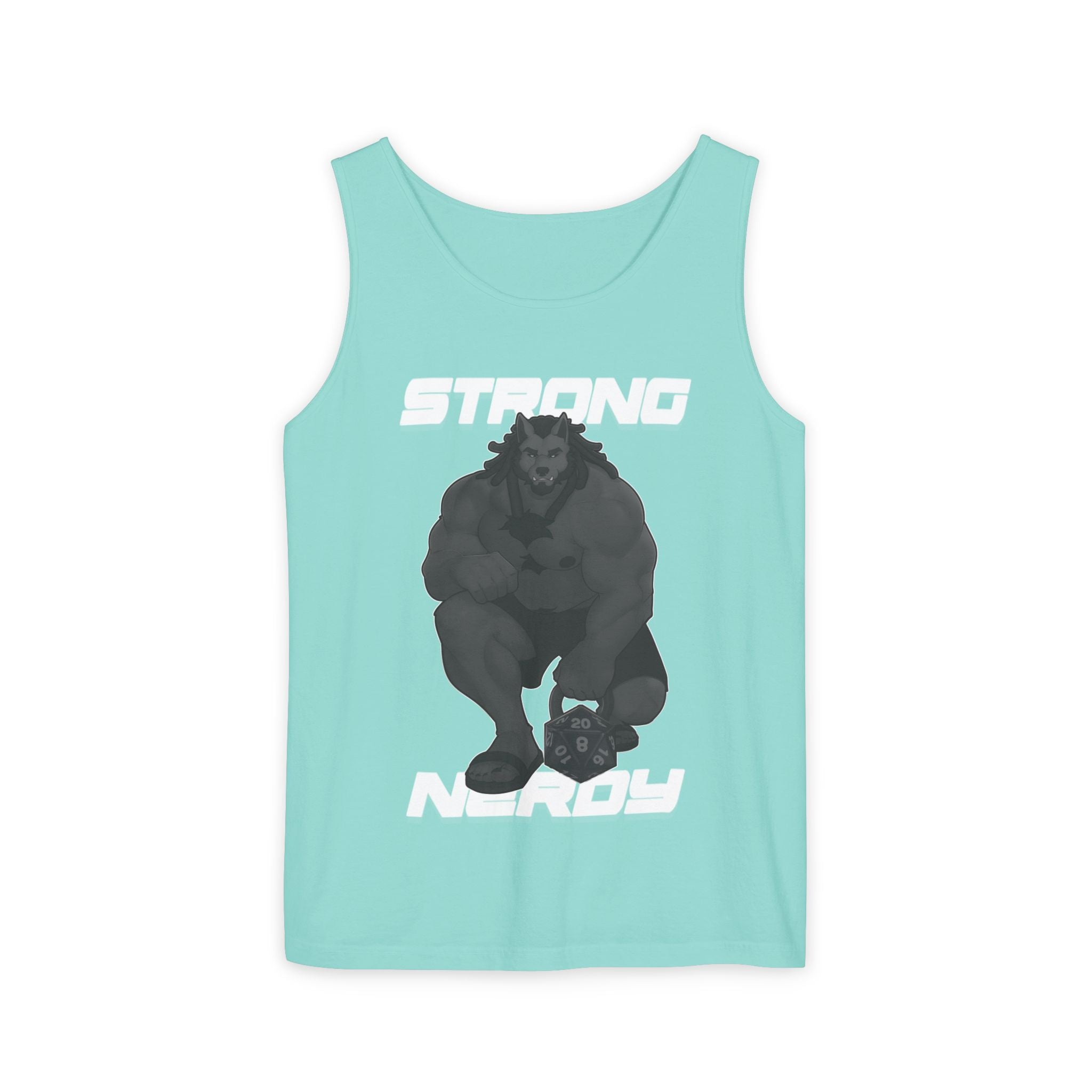 Strong Nerdy White Text Tank Top — Geek Strength Graphic Tank