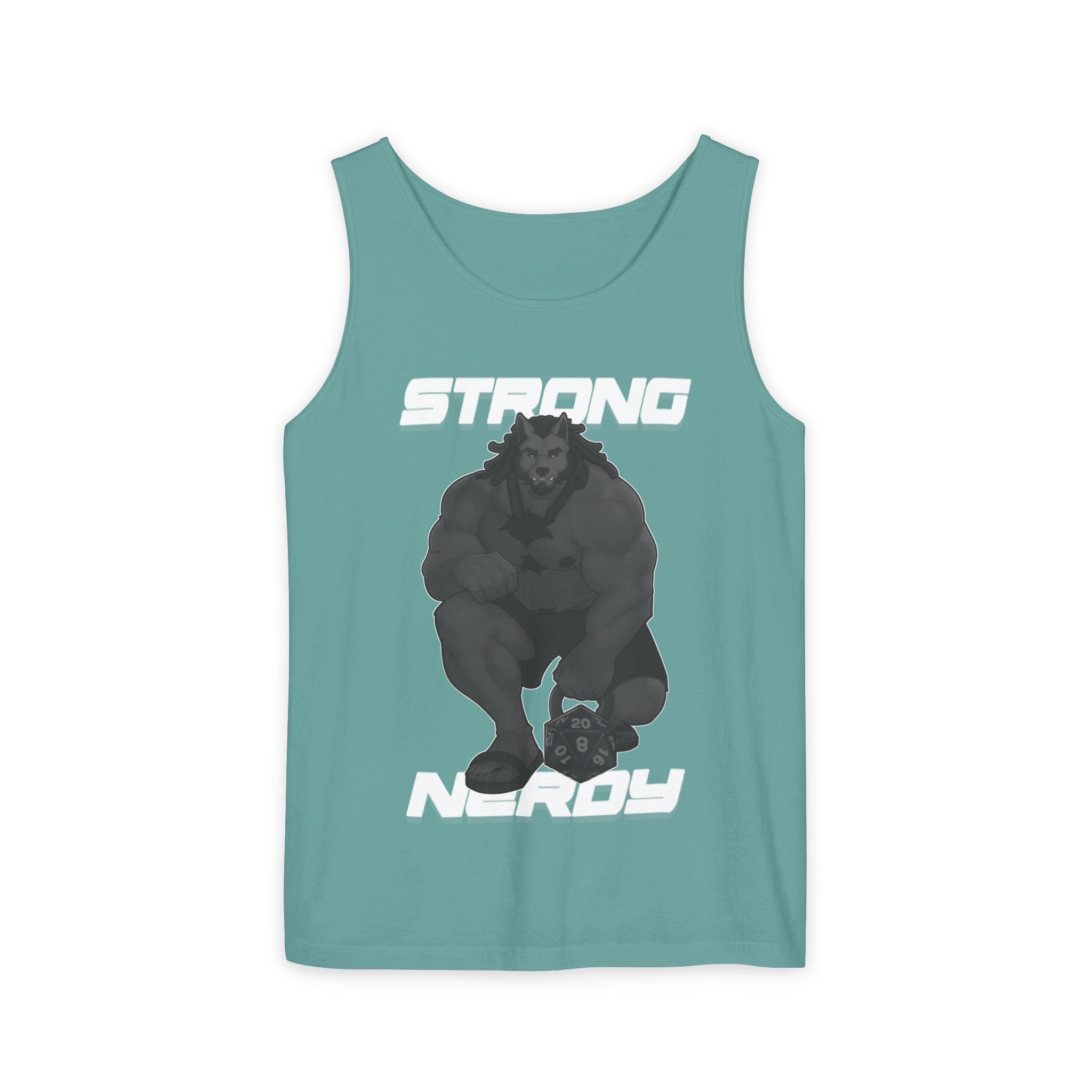 Strong Nerdy White Text Tank Top — Geek Strength Graphic Tank