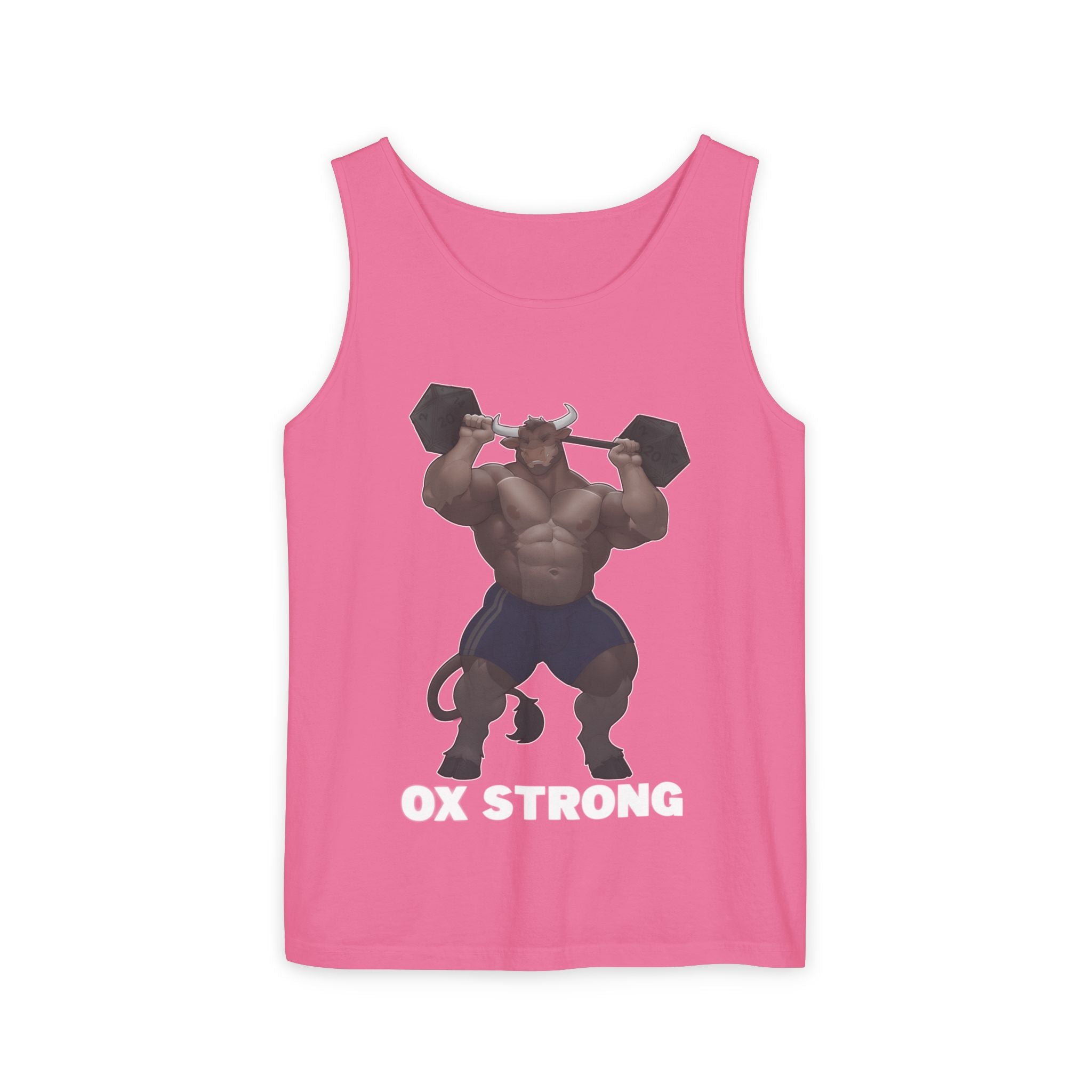Ox Strong White Text Tank Top — Geek Strength Graphic Tank