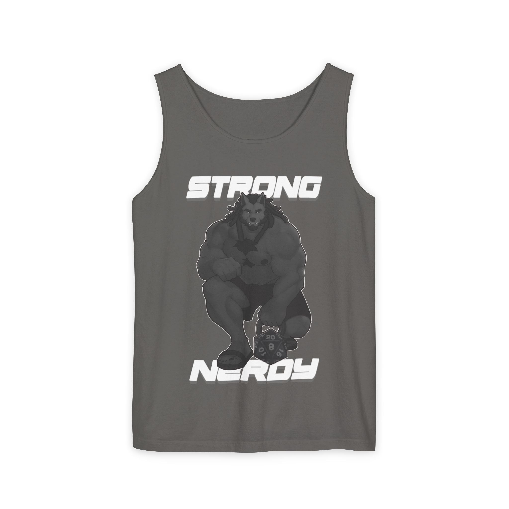 Strong Nerdy White Text Tank Top — Geek Strength Graphic Tank
