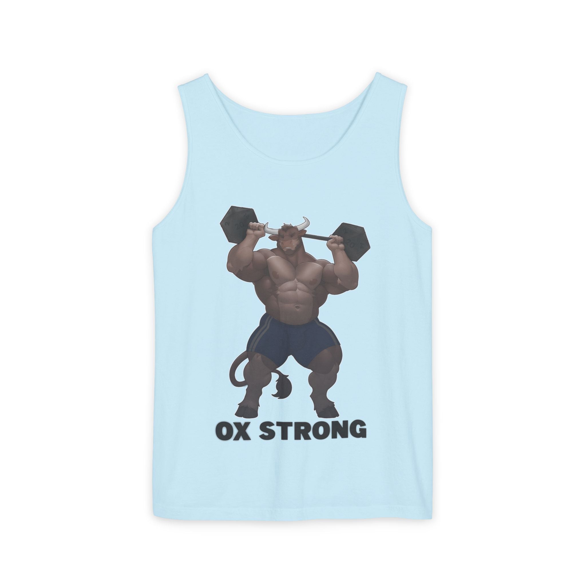Ox Strong Black Text Tank Top — Geek Strength Graphic Tank