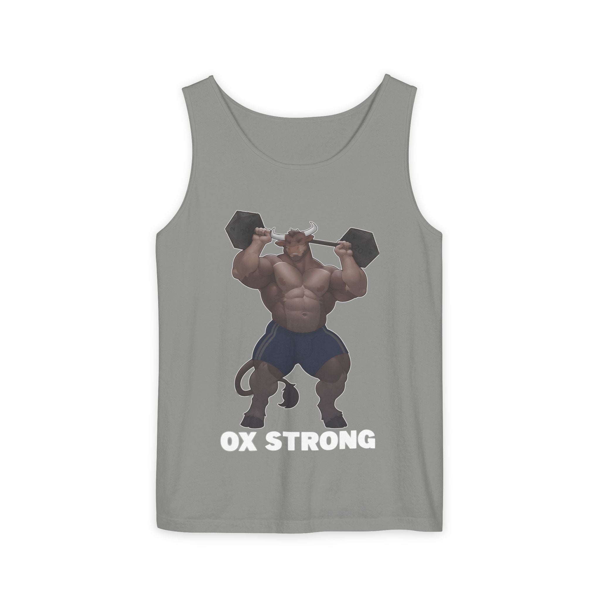 Ox Strong White Text Tank Top — Geek Strength Graphic Tank