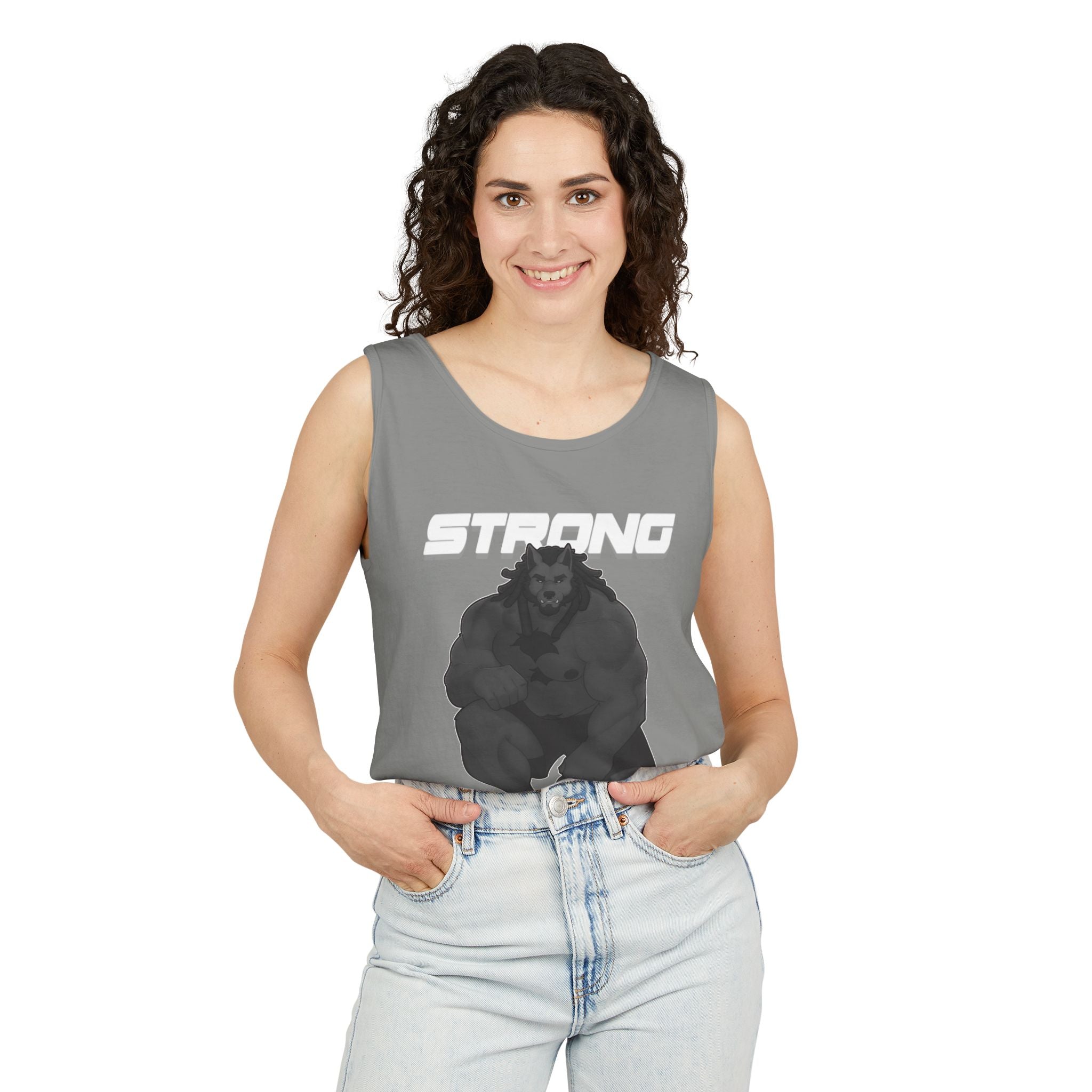 Strong Nerdy White Text Tank Top — Geek Strength Graphic Tank