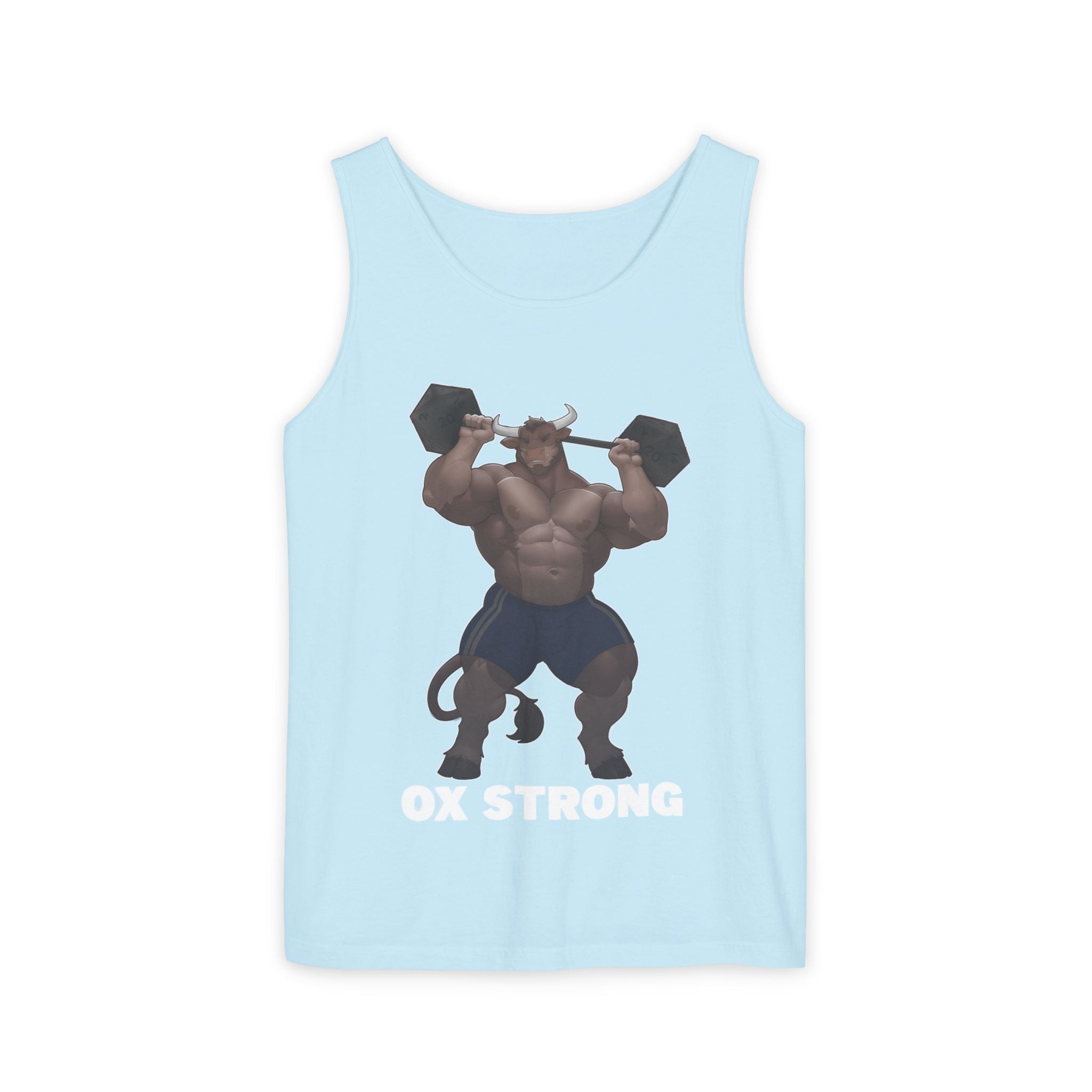 Ox Strong White Text Tank Top — Geek Strength Graphic Tank