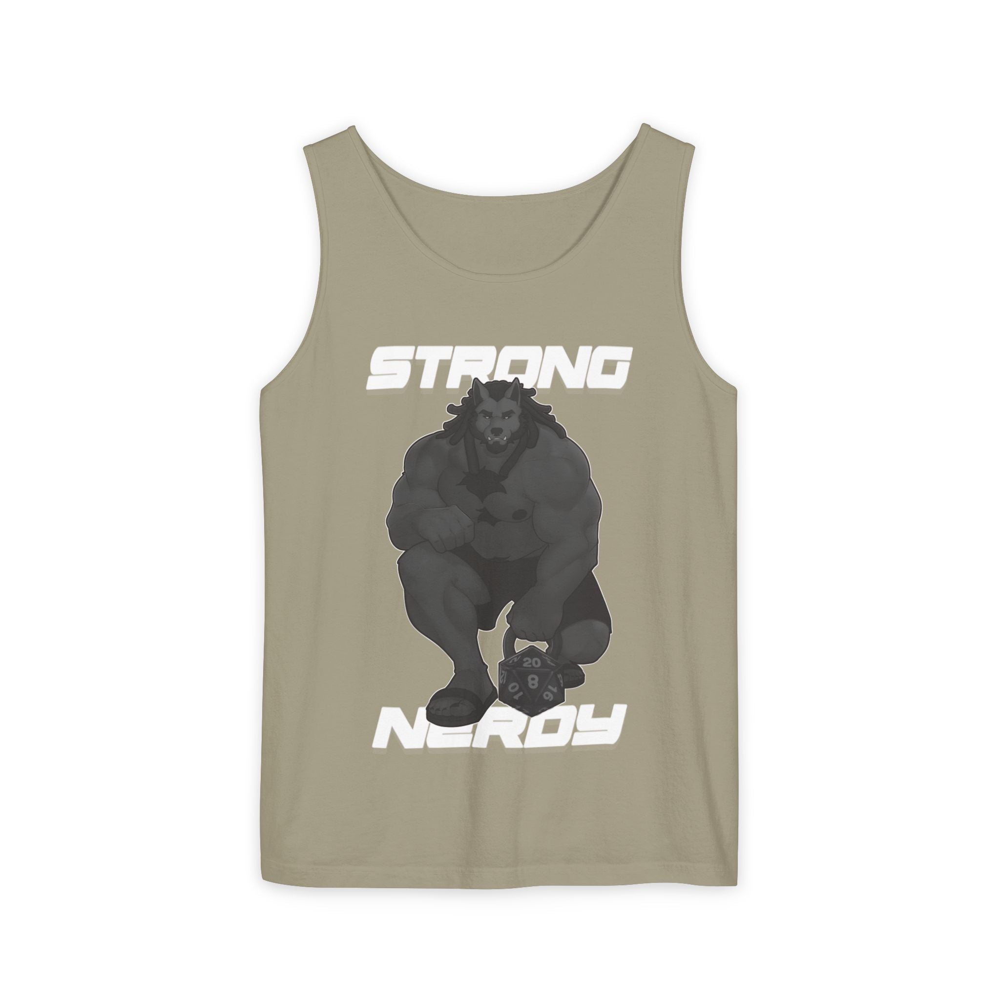 Strong Nerdy White Text Tank Top — Geek Strength Graphic Tank