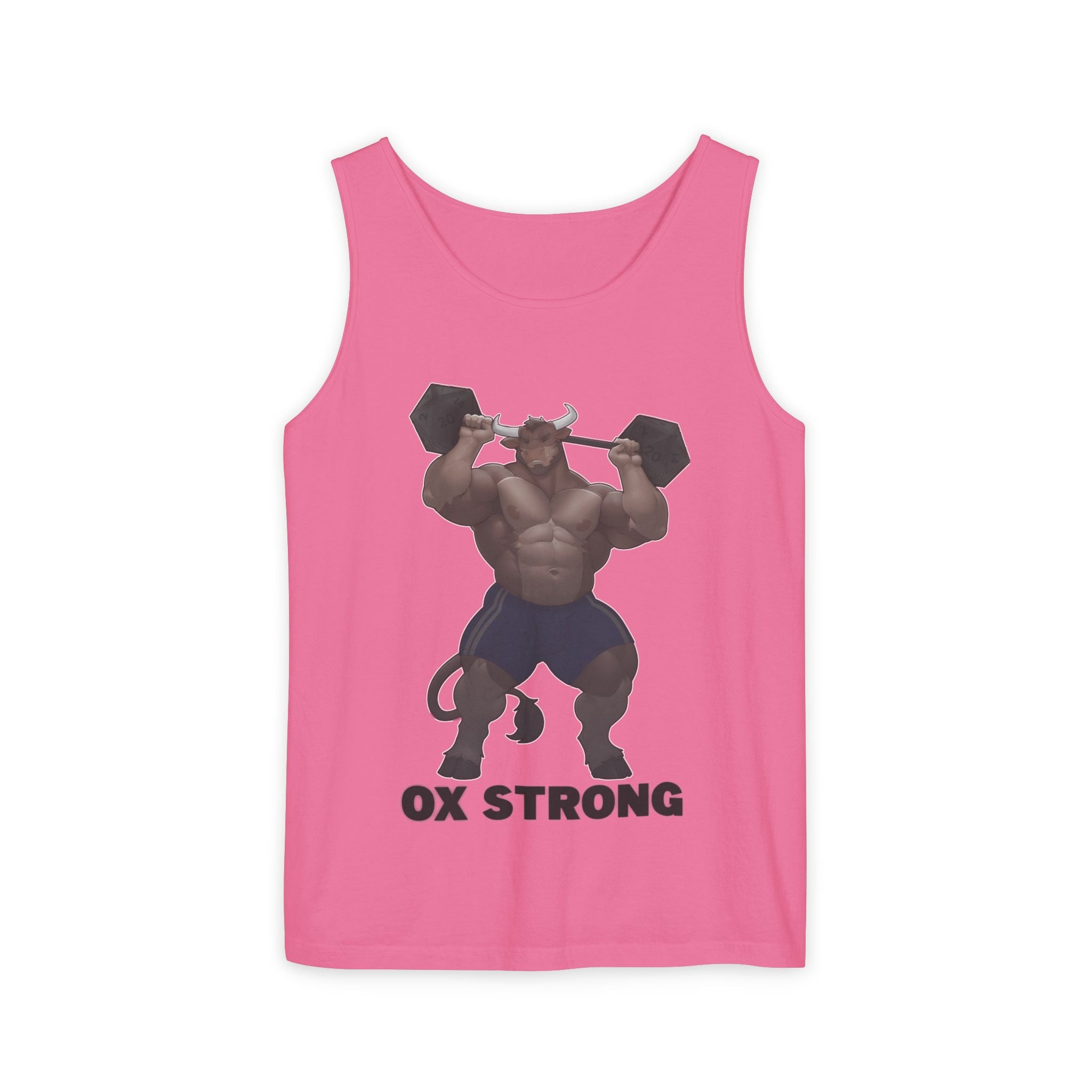 Ox Strong Black Text Tank Top — Geek Strength Graphic Tank