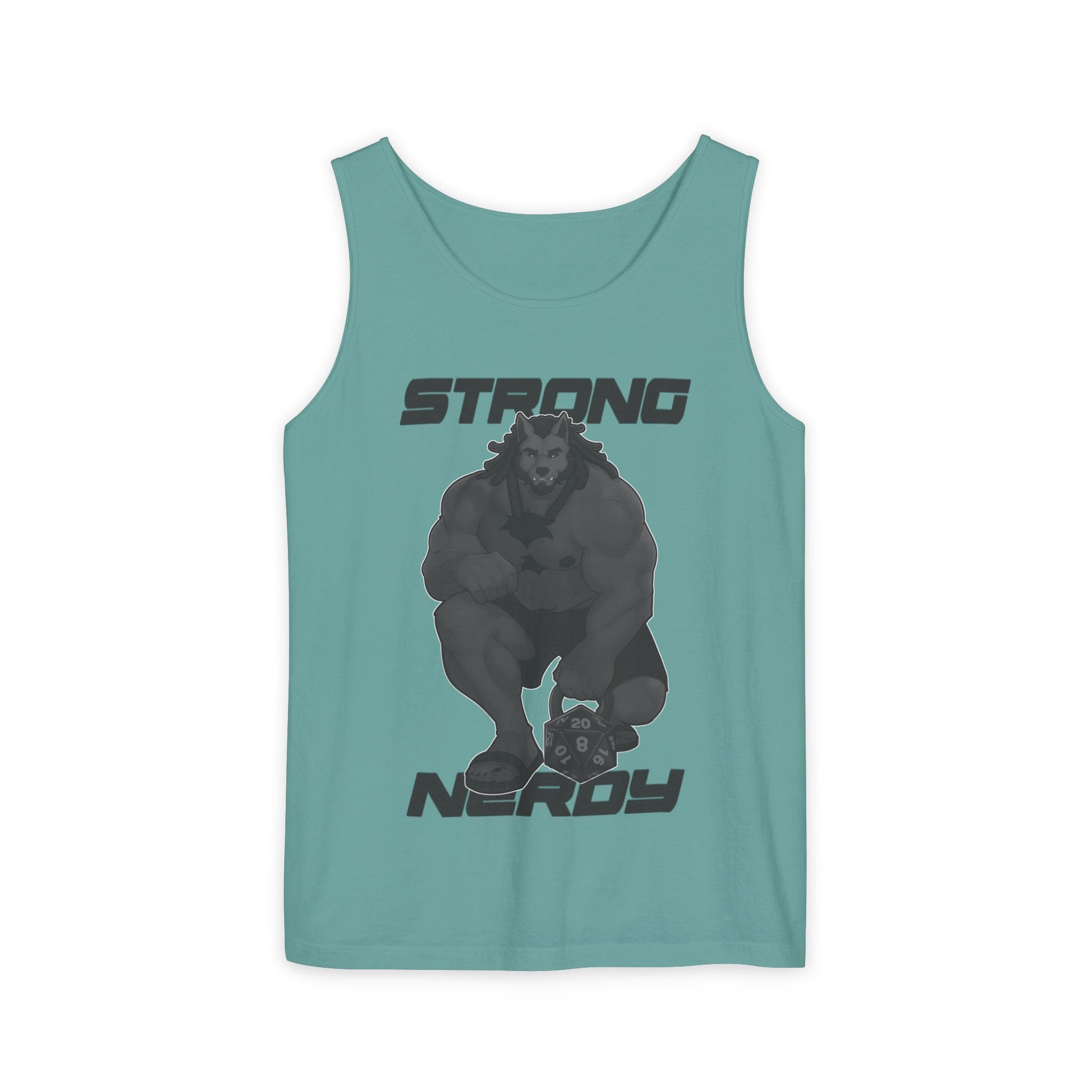 Strong & Nerdy Black Text Tank Top — Geek Strength Graphic Tank