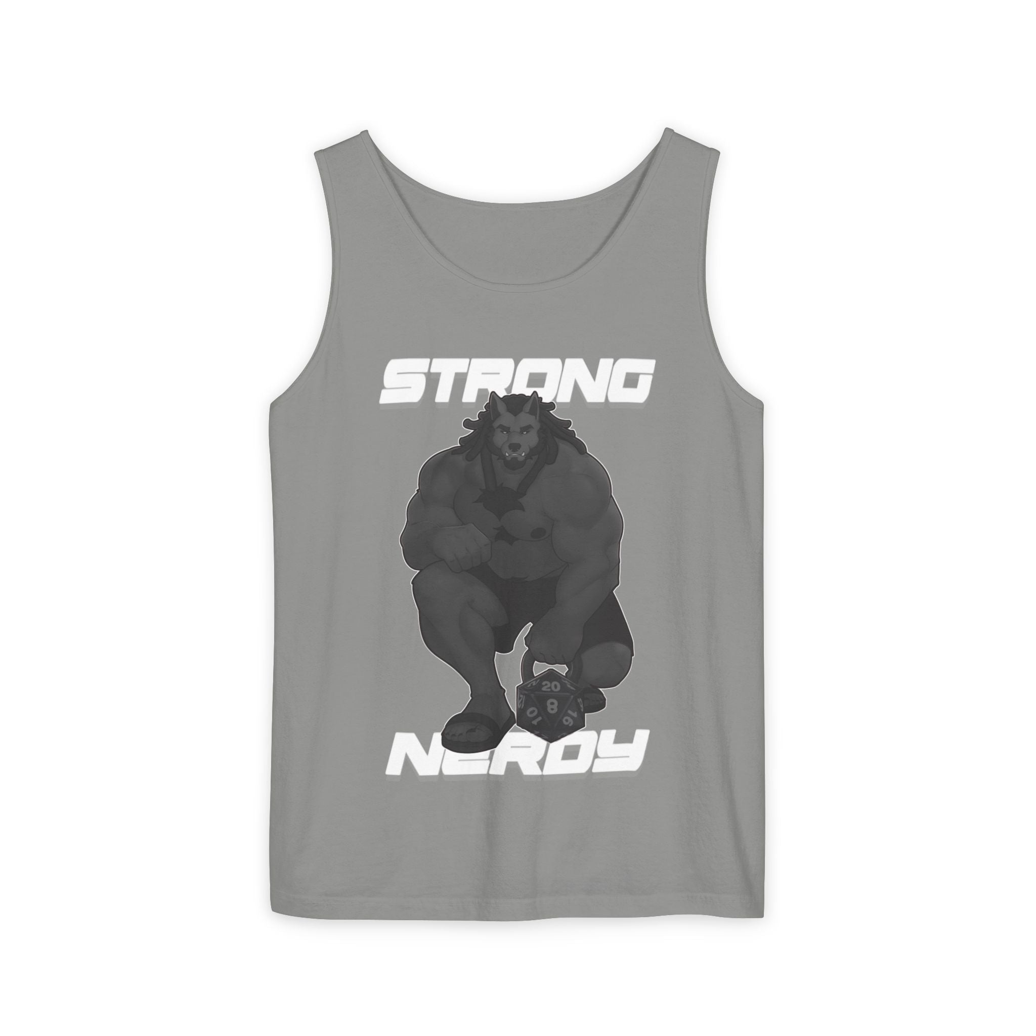 Strong Nerdy White Text Tank Top — Geek Strength Graphic Tank