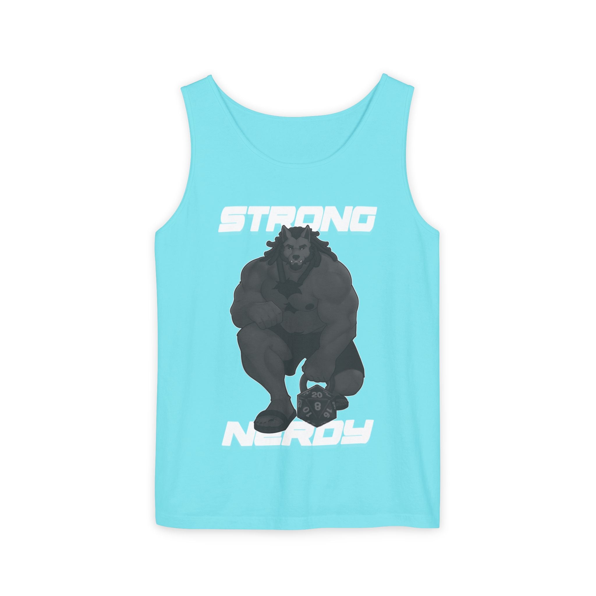 Strong Nerdy White Text Tank Top — Geek Strength Graphic Tank