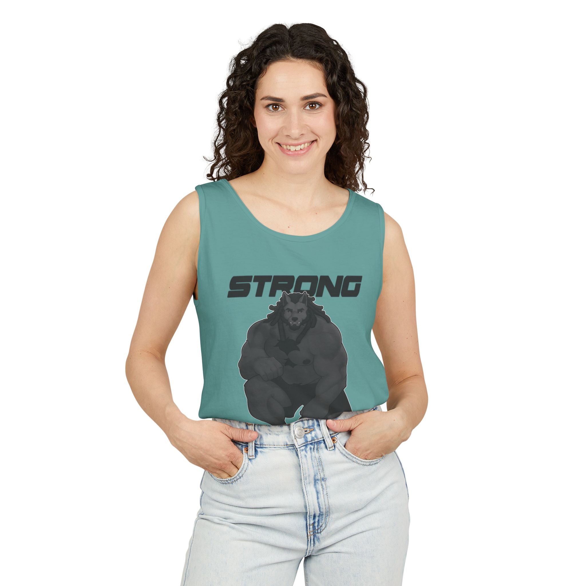 Strong & Nerdy Black Text Tank Top — Geek Strength Graphic Tank