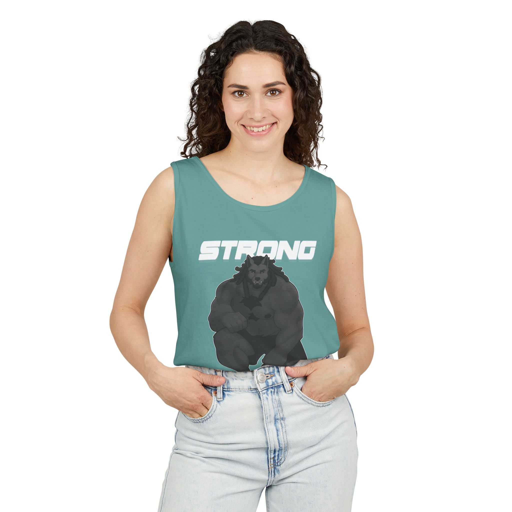 Strong Nerdy White Text Tank Top — Geek Strength Graphic Tank